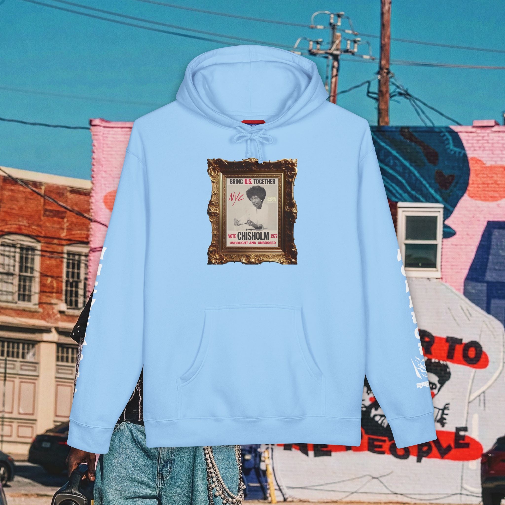 Shirley Chisholm Unisex Heavyweight Hooded Sweatshirt (white font)
