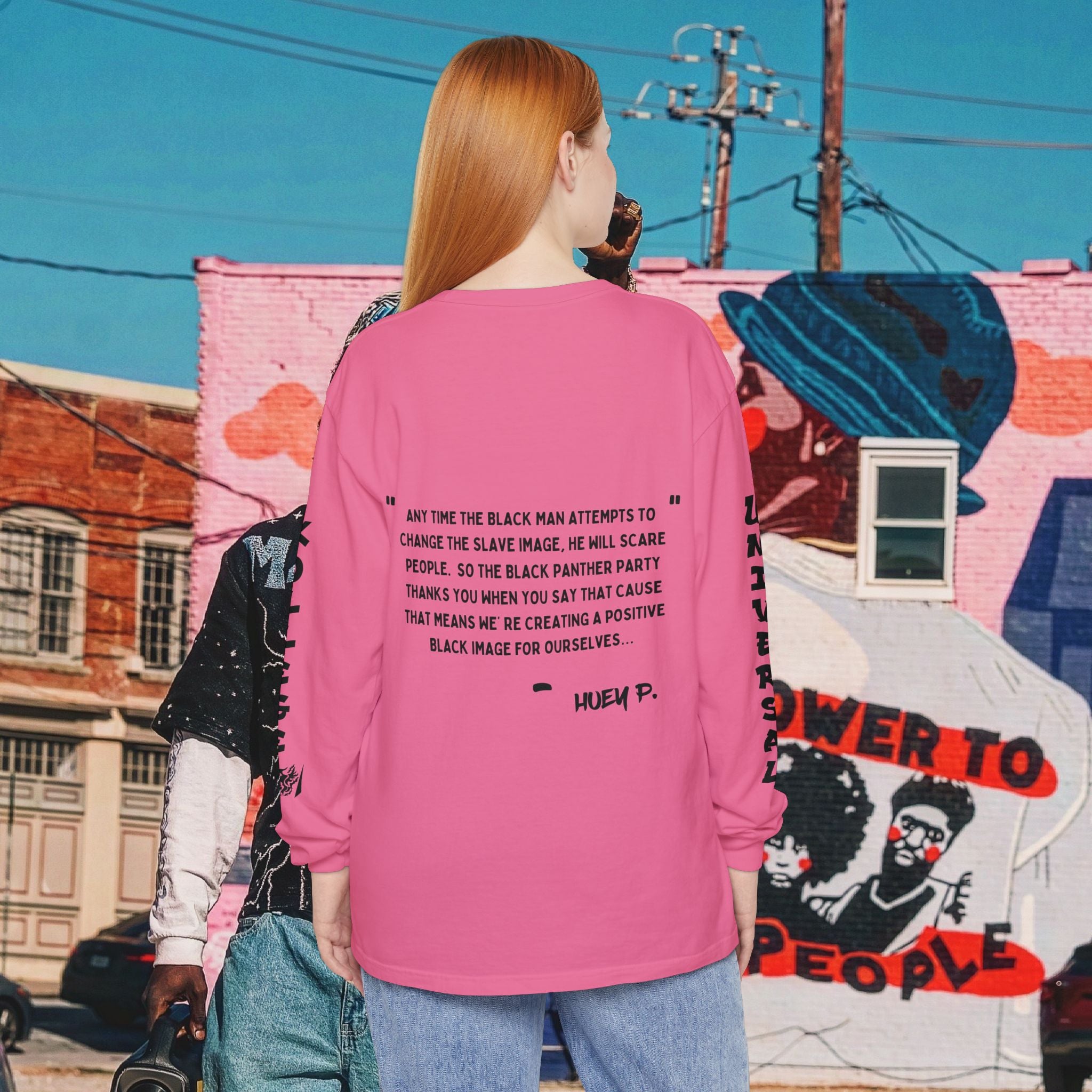 Huey P. Newton Universal Kollege Unisex Garment-dyed Long Sleeve T-Shirt