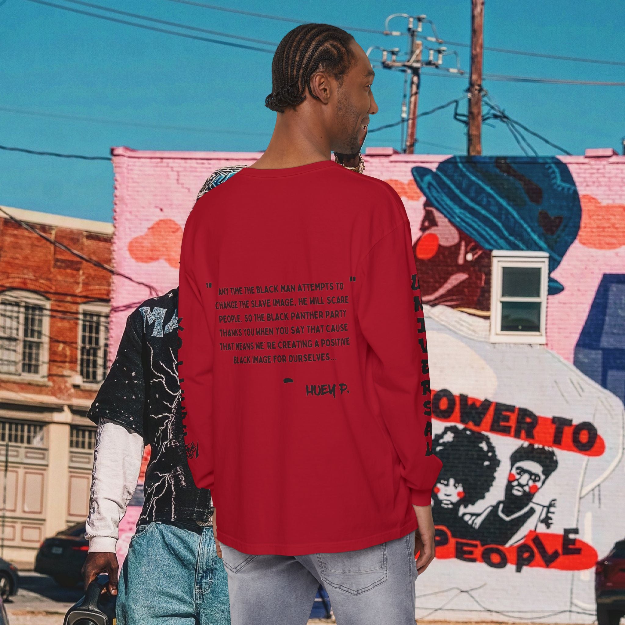Huey P. Newton Universal Kollege Unisex Garment-dyed Long Sleeve T-Shirt