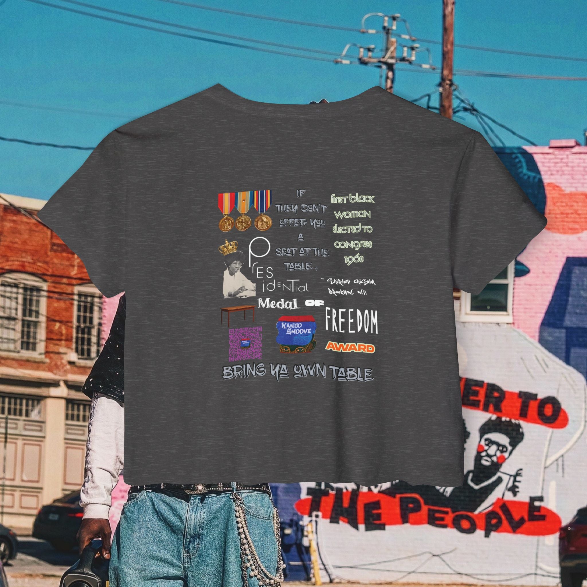 Shirley Chisholm Women's Festival Crop Top (White Text)