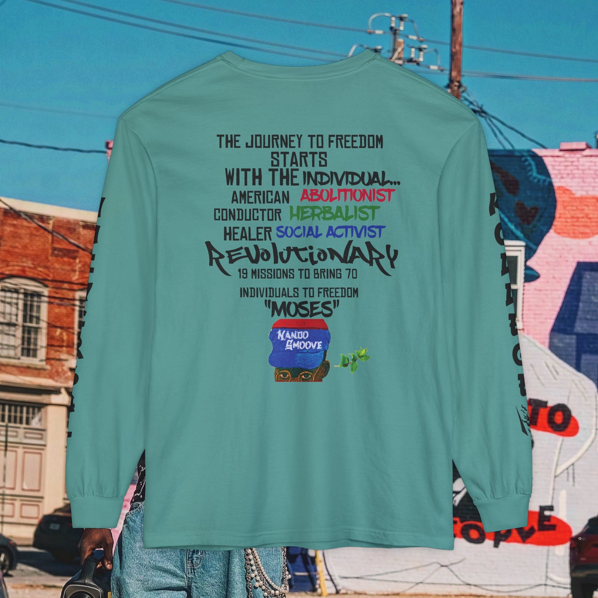 Harriet Tubman Unisex Garment-dyed Long Sleeve “MinTee” Shirt