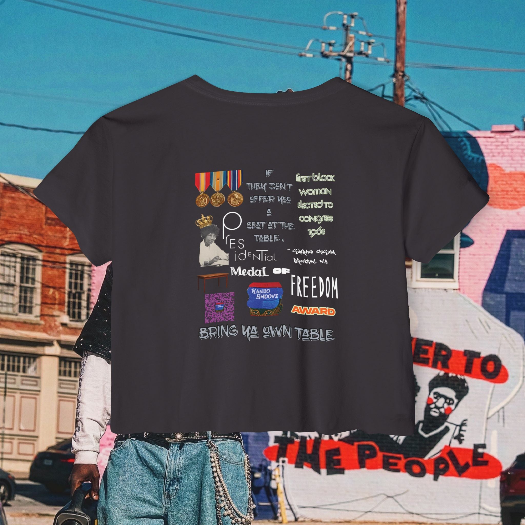 Shirley Chisholm Women's Festival Crop Top (White Text)