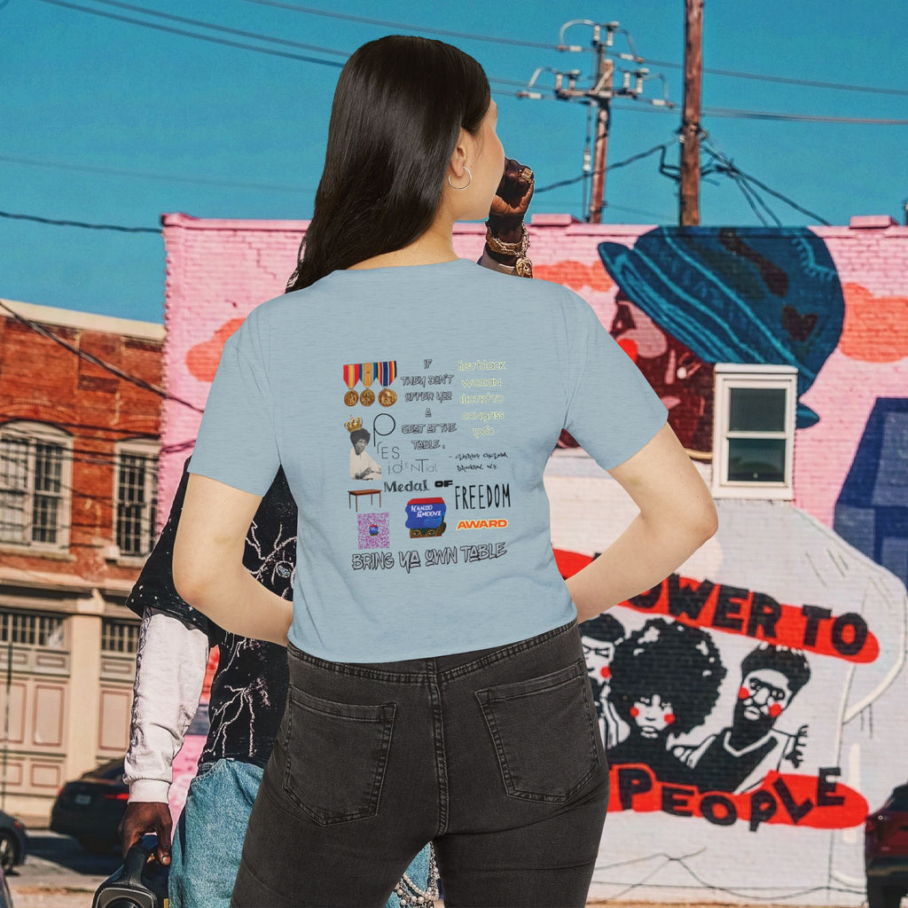 Shirley Chisholm Women's Festival Crop Top (Black Text)