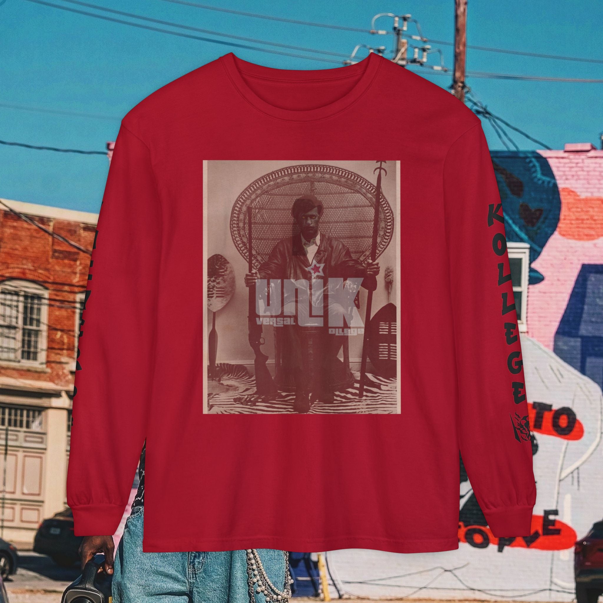 Huey P. Newton Universal Kollege Unisex Garment-dyed Long Sleeve T-Shirt