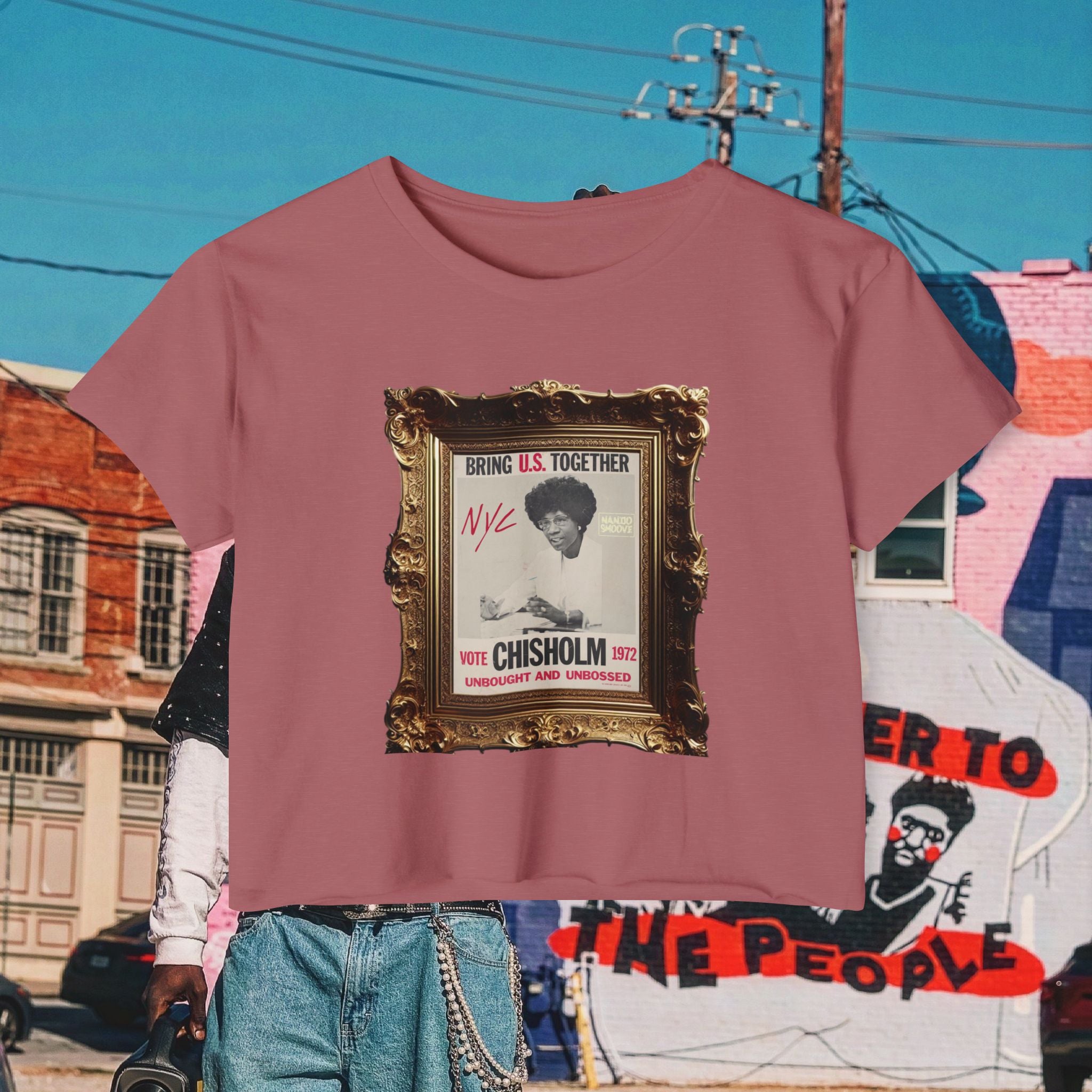 Shirley Chisholm Women's Festival Crop Top (Black Text)
