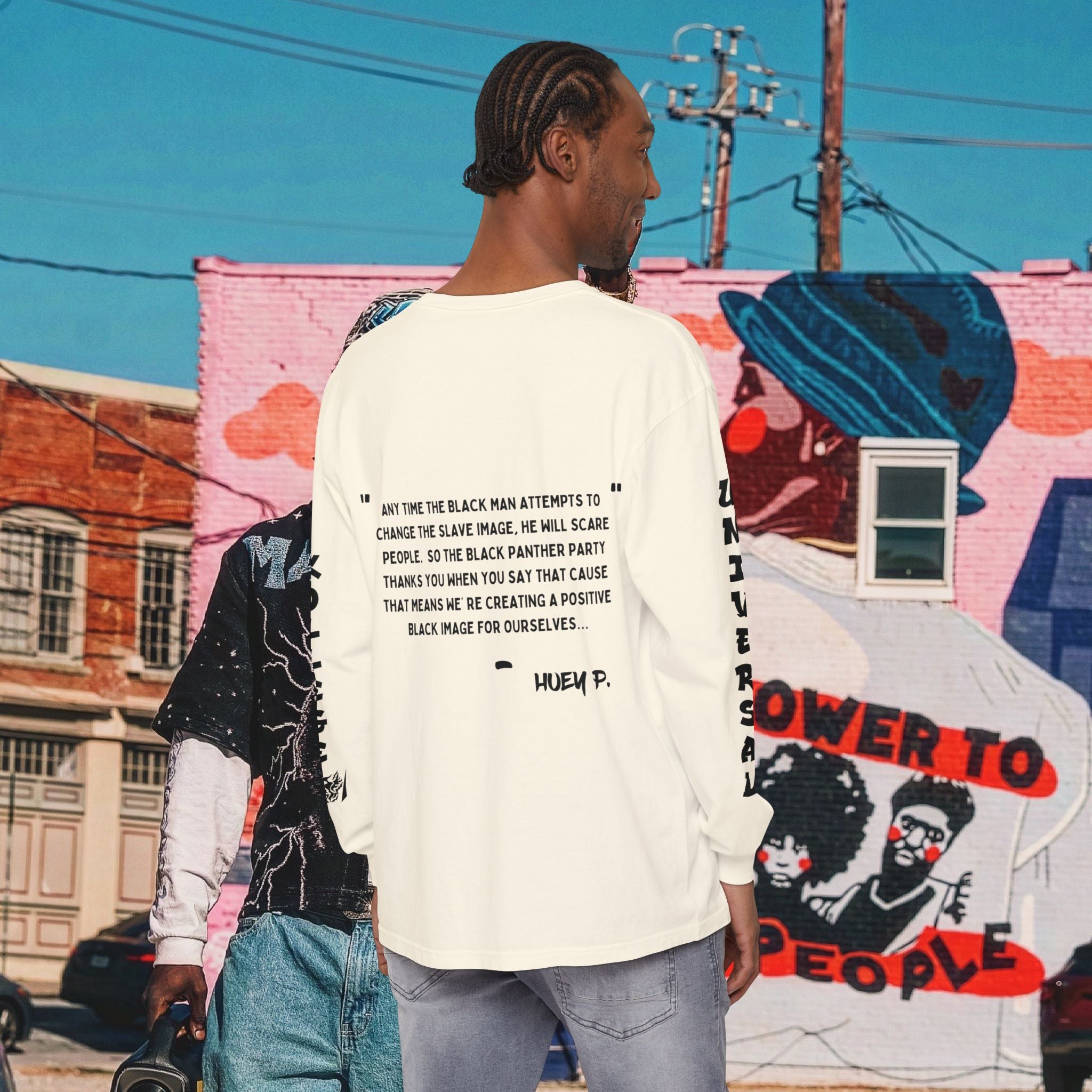 Huey P. Newton Universal Kollege Unisex Garment-dyed Long Sleeve T-Shirt