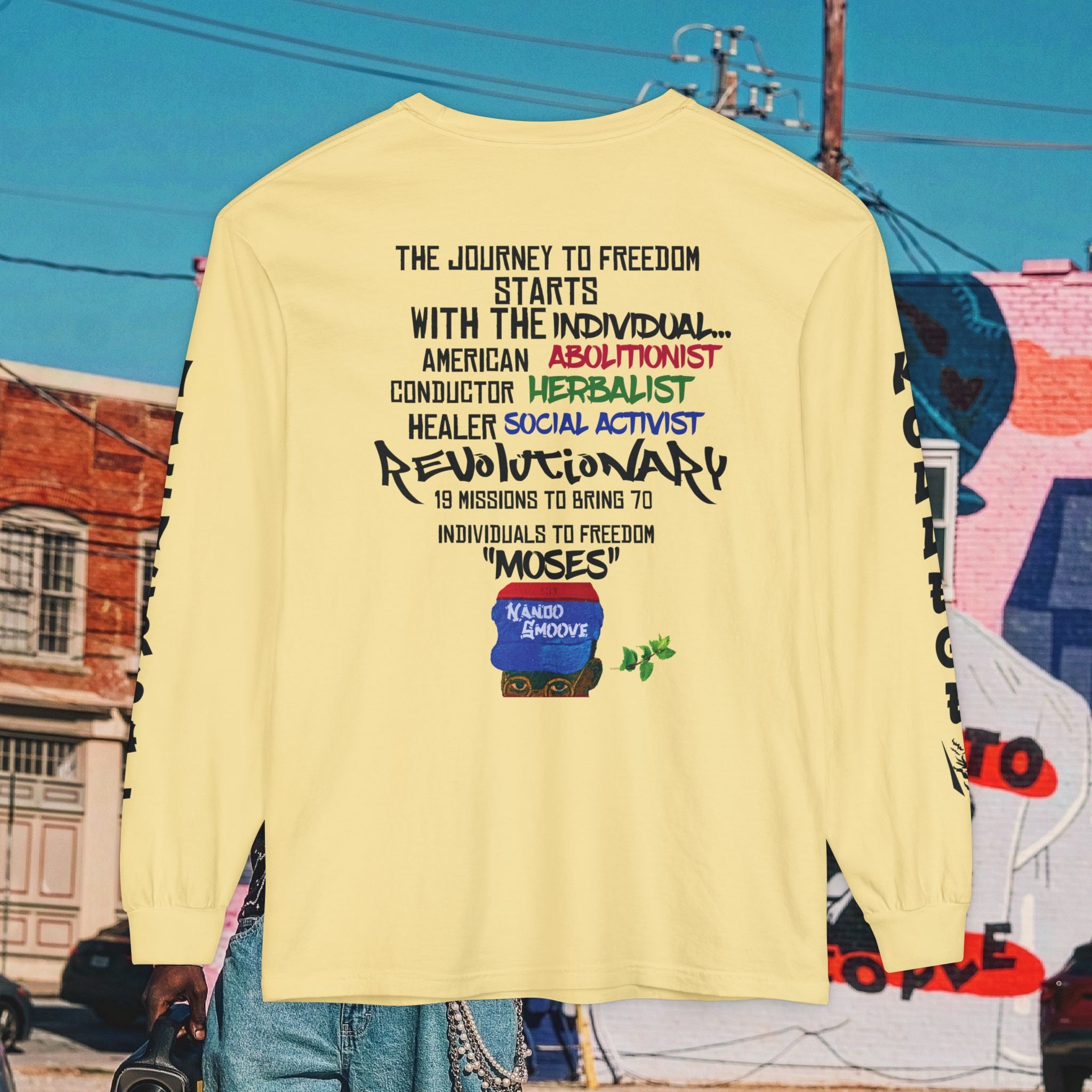 Harriet Tubman Unisex Garment-dyed Long Sleeve “MinTee” Shirt