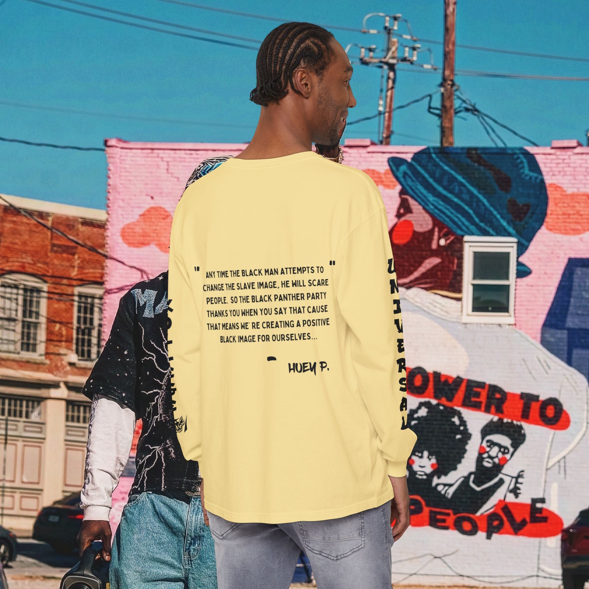 Huey P. Newton Universal Kollege Unisex Garment-dyed Long Sleeve T-Shirt