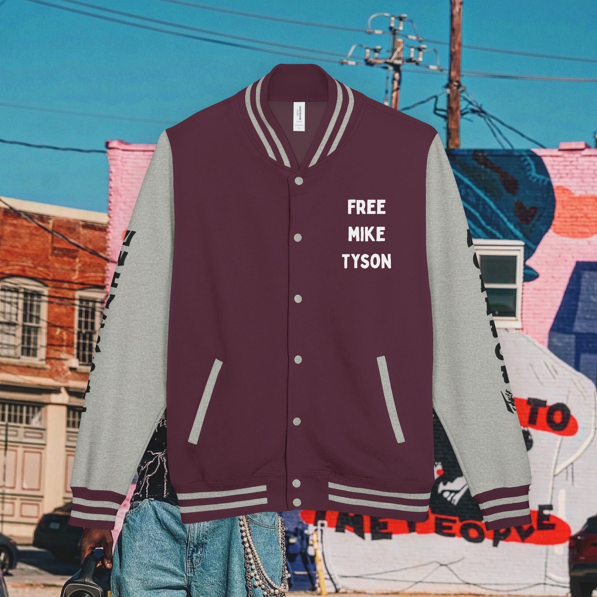 “FREE MIKE TYSON” Unisex Heavyweight Letterman Jacket