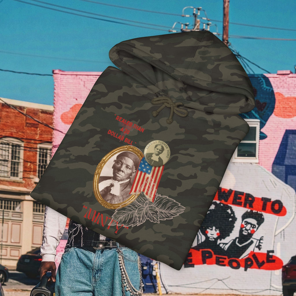 Harriet Tubman “Realer Than a $20 Dollar Bill” Unisex Heavyweight Hooded “MinTy” Sweatshirt