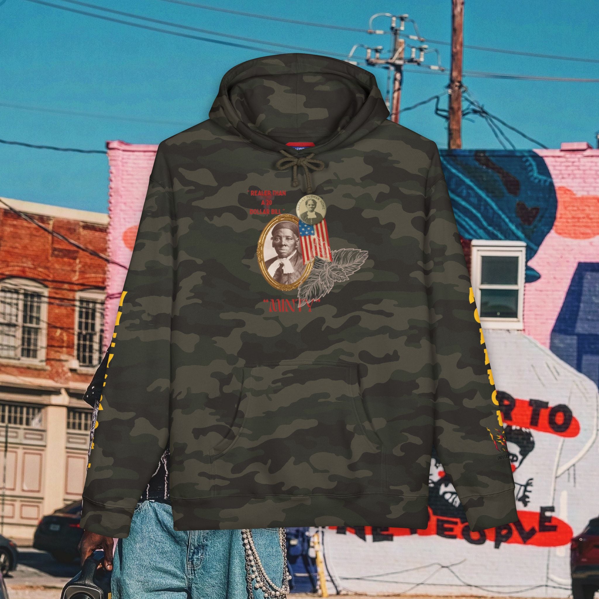 Harriet Tubman “Realer Than a $20 Dollar Bill” Unisex Heavyweight Hooded “MinTy” Sweatshirt