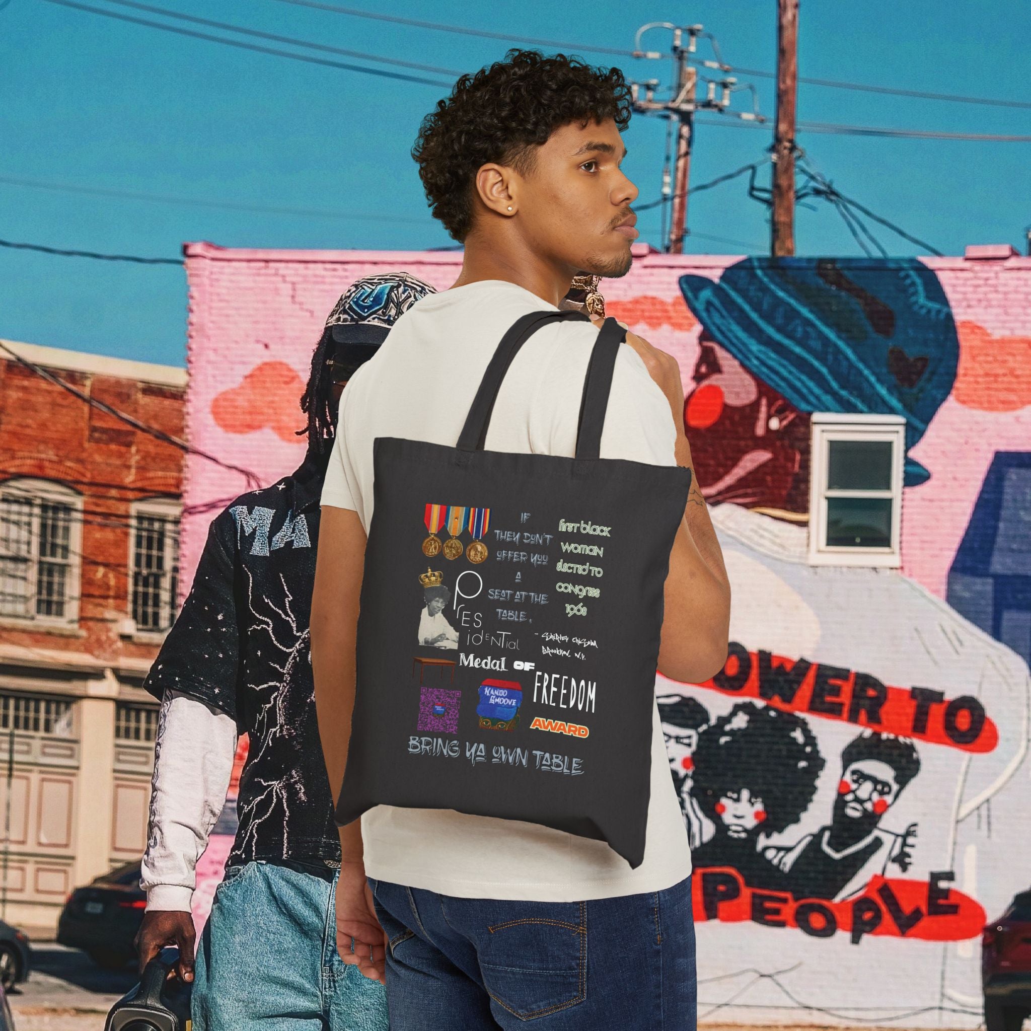 Shirley Chisholm Cotton Canvas Tote Bag (Black)