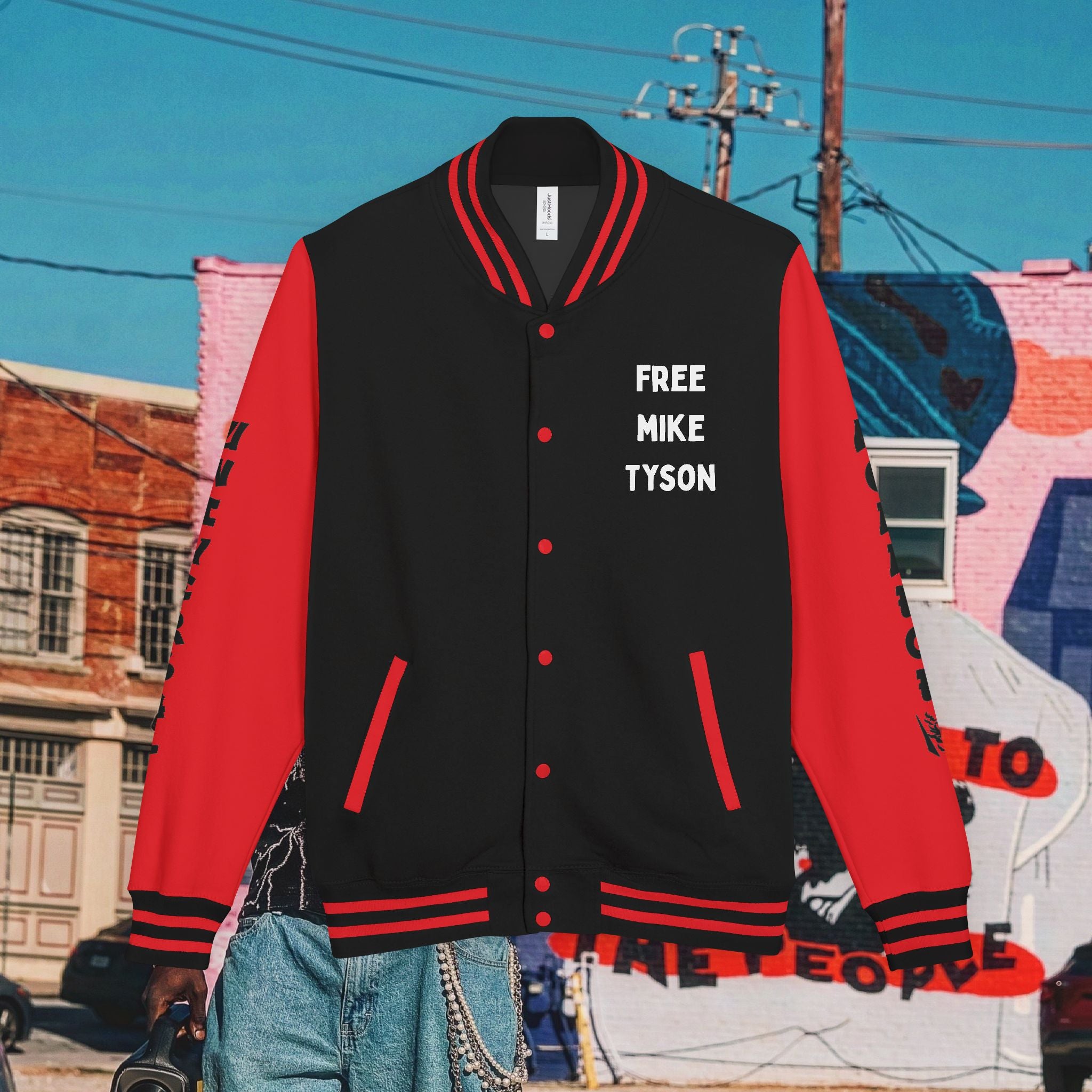 “FREE MIKE TYSON” Unisex Heavyweight Letterman Jacket