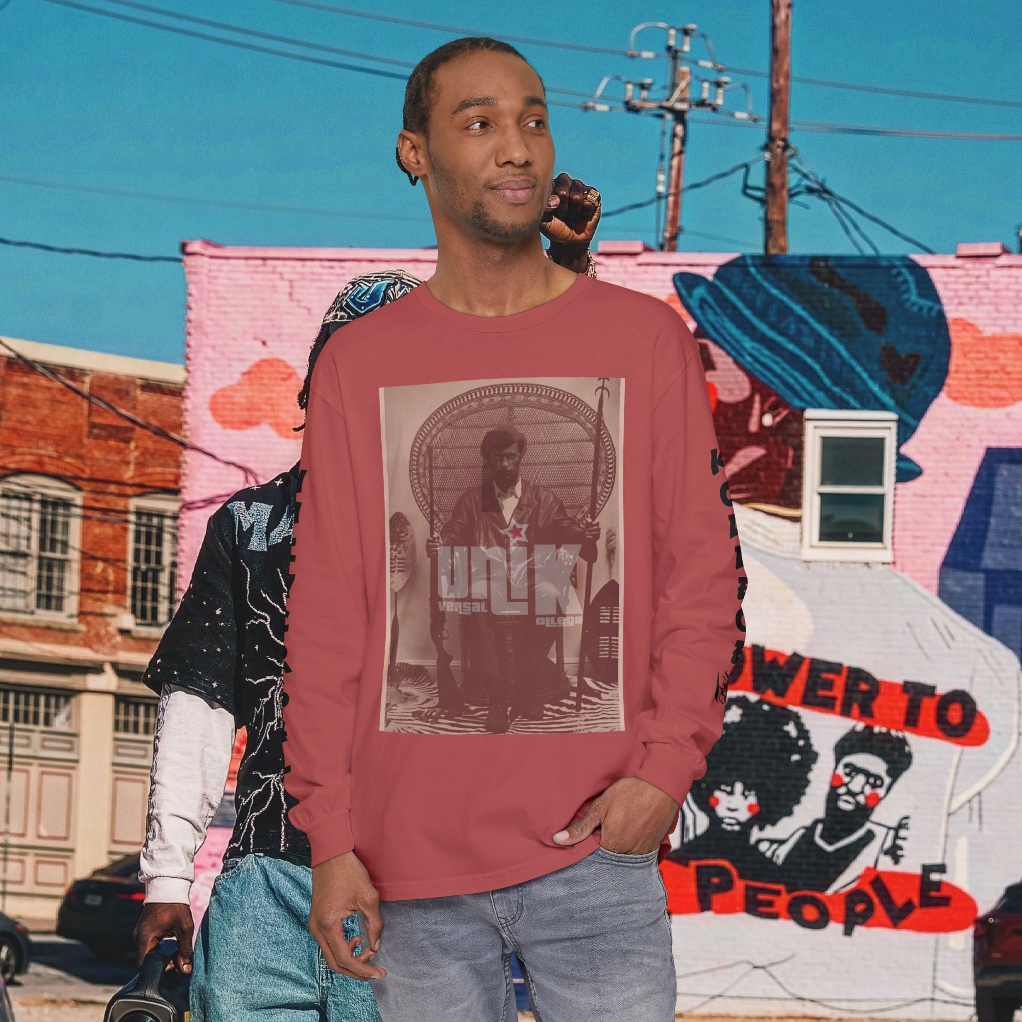 Huey P. Newton Universal Kollege Unisex Garment-dyed Long Sleeve T-Shirt