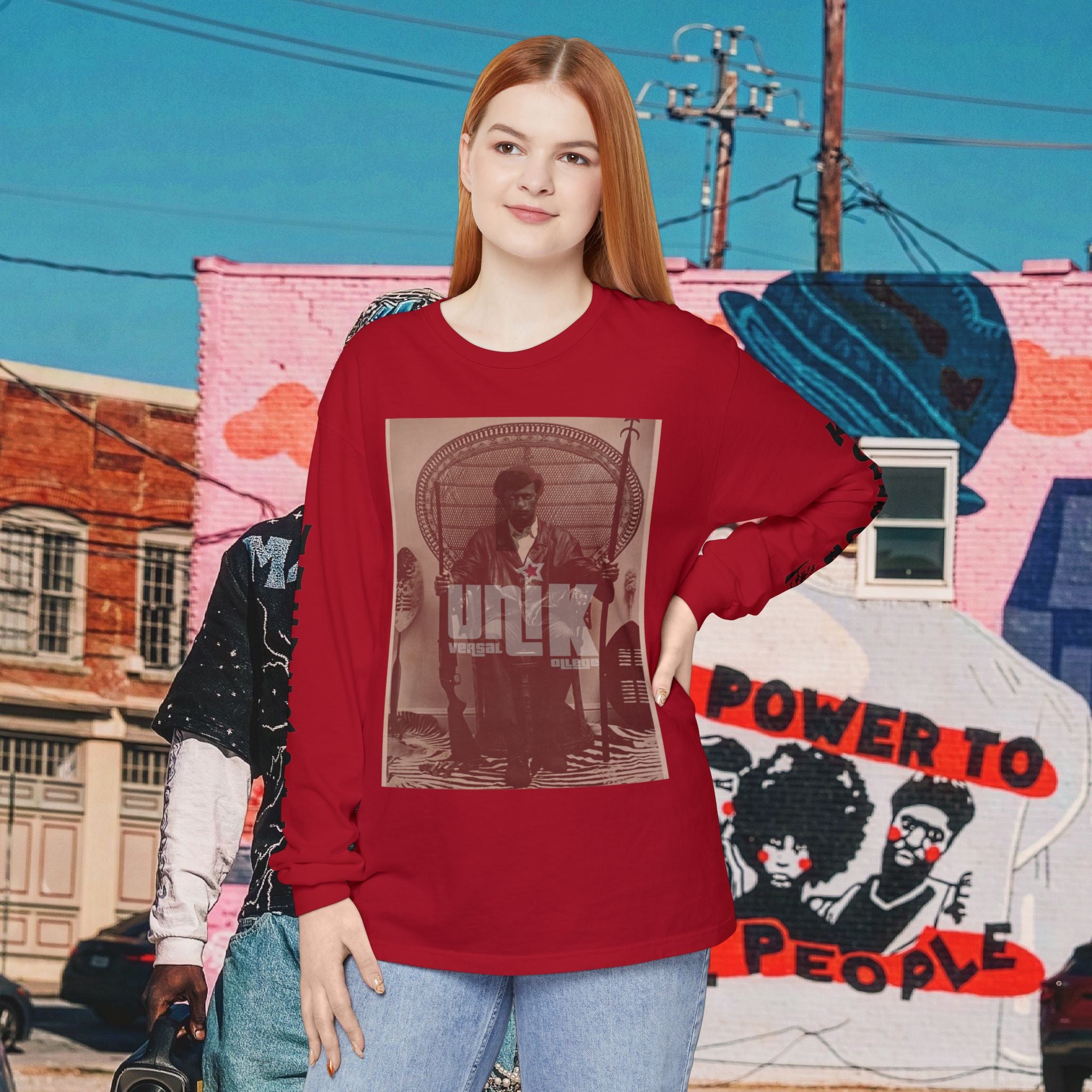 Huey P. Newton Universal Kollege Unisex Garment-dyed Long Sleeve T-Shirt