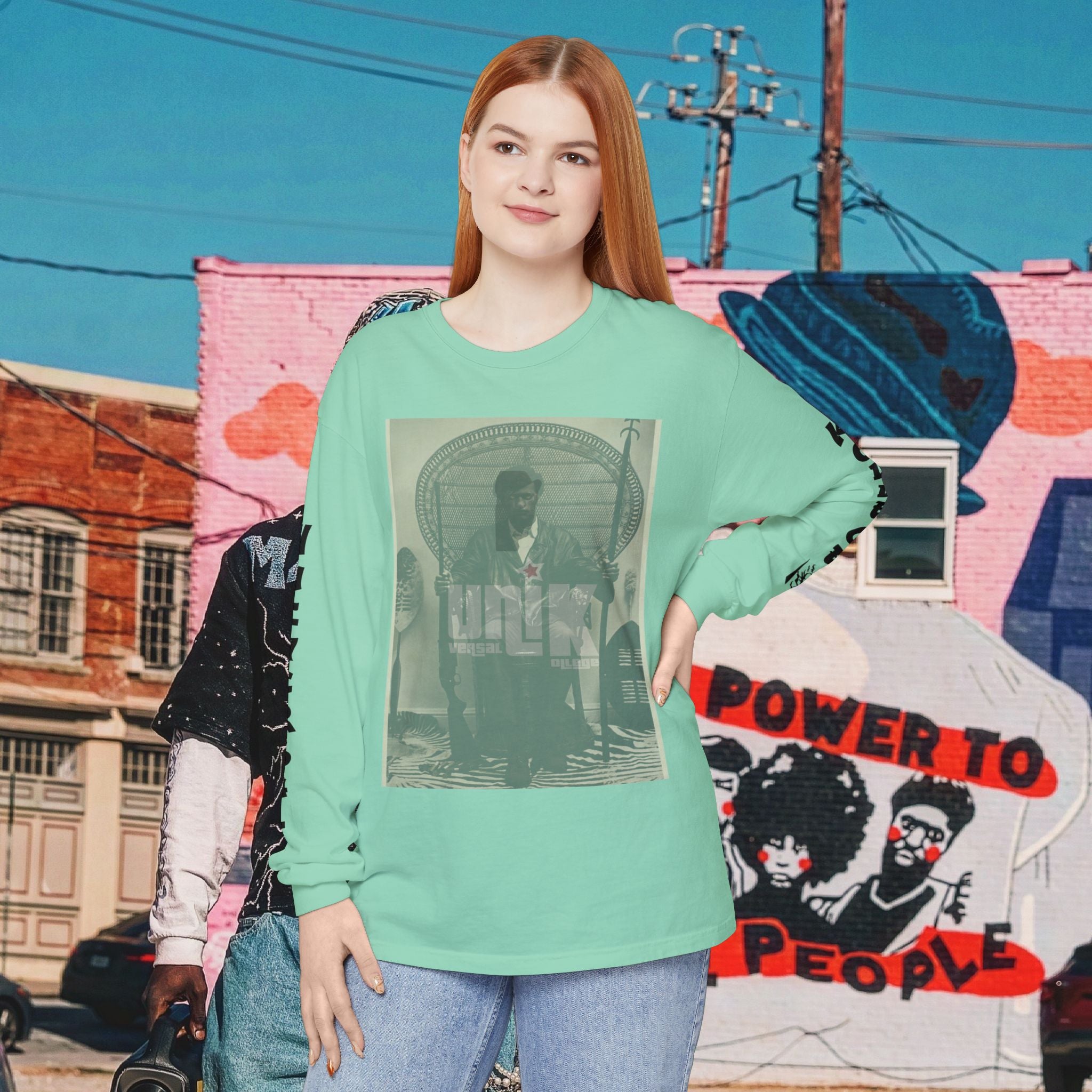 Huey P. Newton Universal Kollege Unisex Garment-dyed Long Sleeve T-Shirt