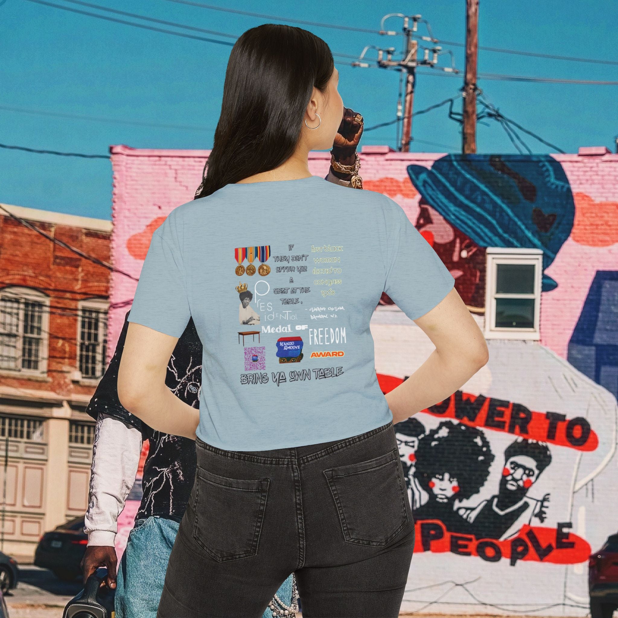 Shirley Chisholm Women's Festival Crop Top (White Text)
