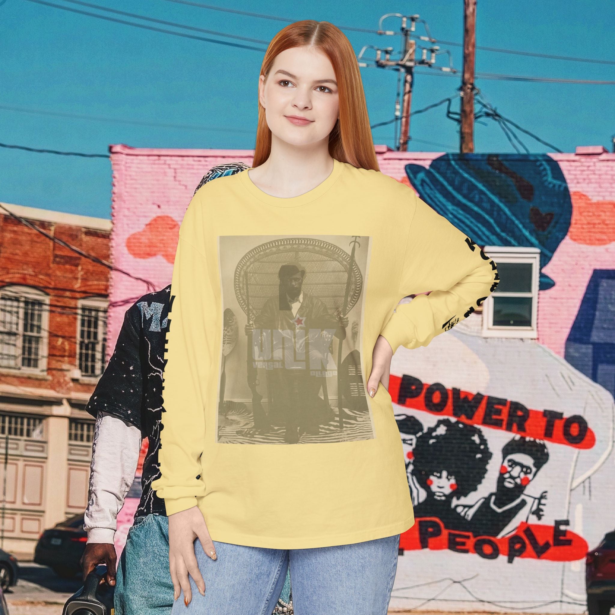 Huey P. Newton Universal Kollege Unisex Garment-dyed Long Sleeve T-Shirt