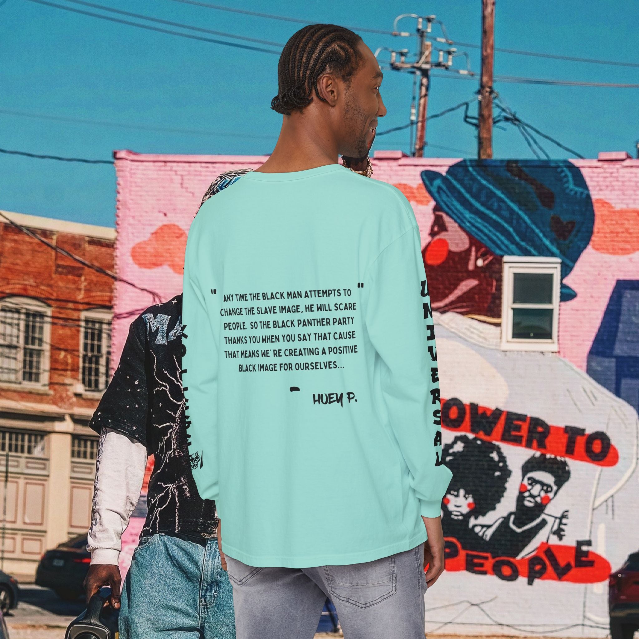 Huey P. Newton Universal Kollege Unisex Garment-dyed Long Sleeve T-Shirt