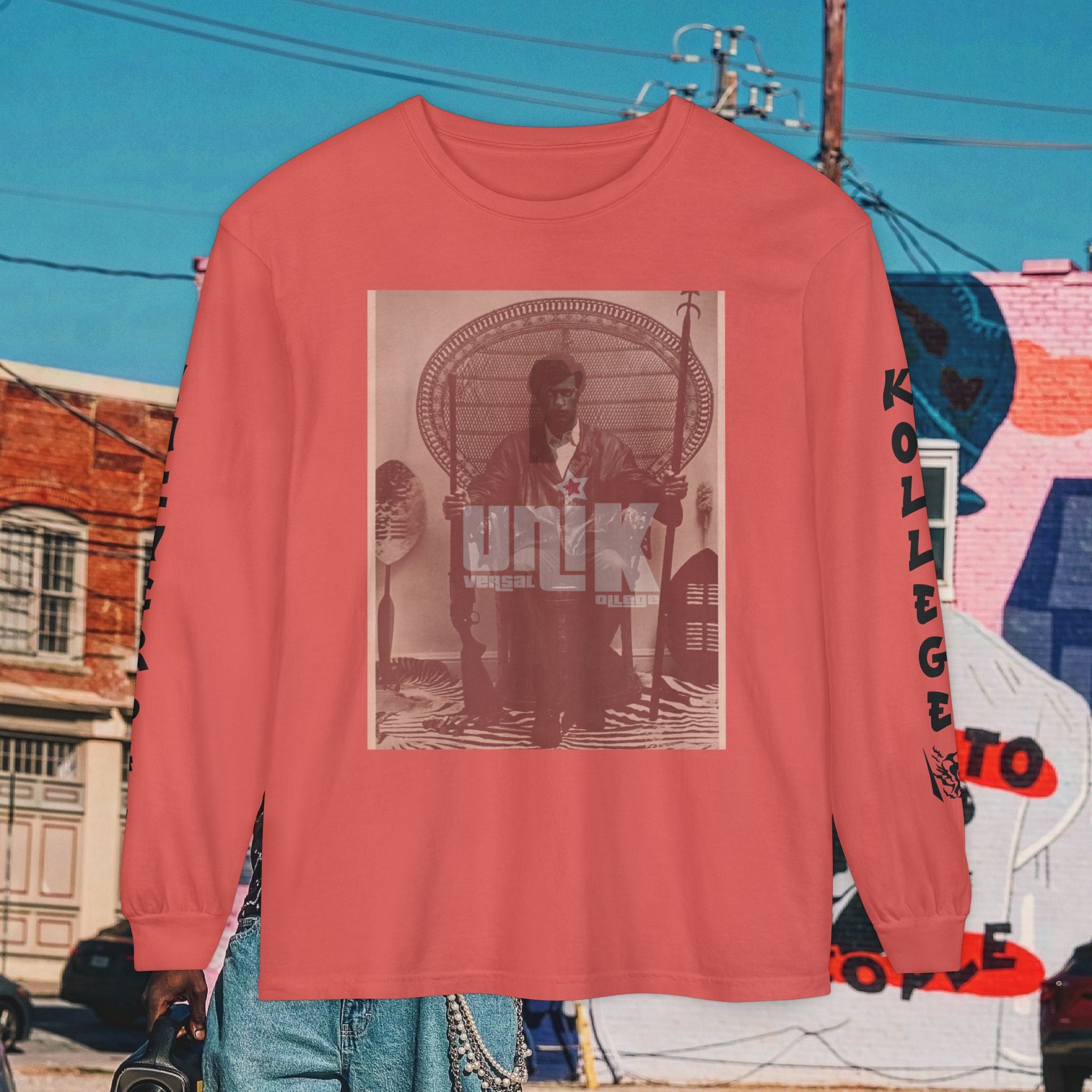 Huey P. Newton Universal Kollege Unisex Garment-dyed Long Sleeve T-Shirt