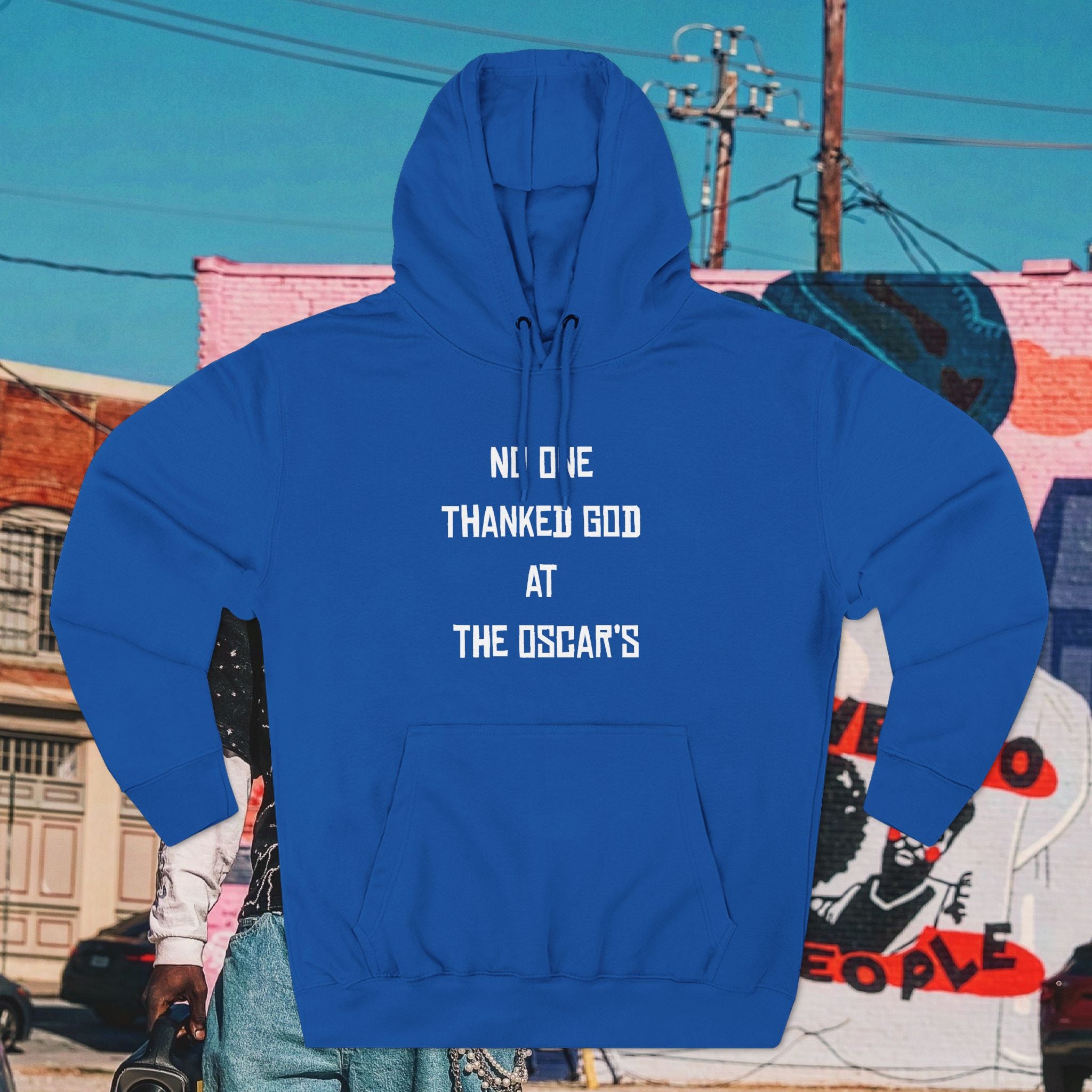 “NO ONE THANKED GOD AT THE OSCAR’S” Three-Panel Fleece Hoodie