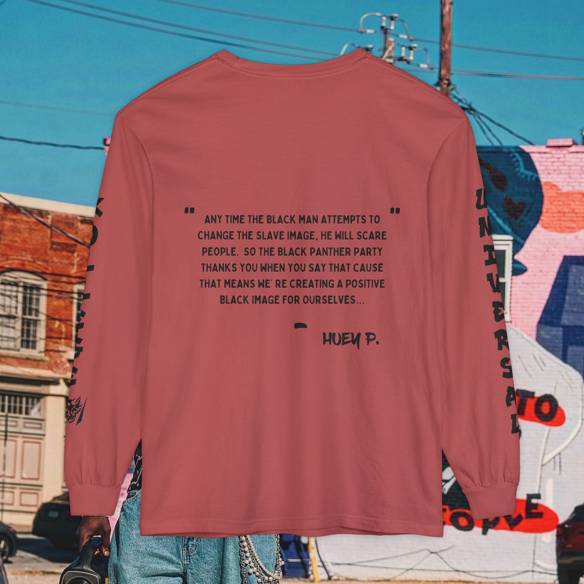 Huey P. Newton Universal Kollege Unisex Garment-dyed Long Sleeve T-Shirt