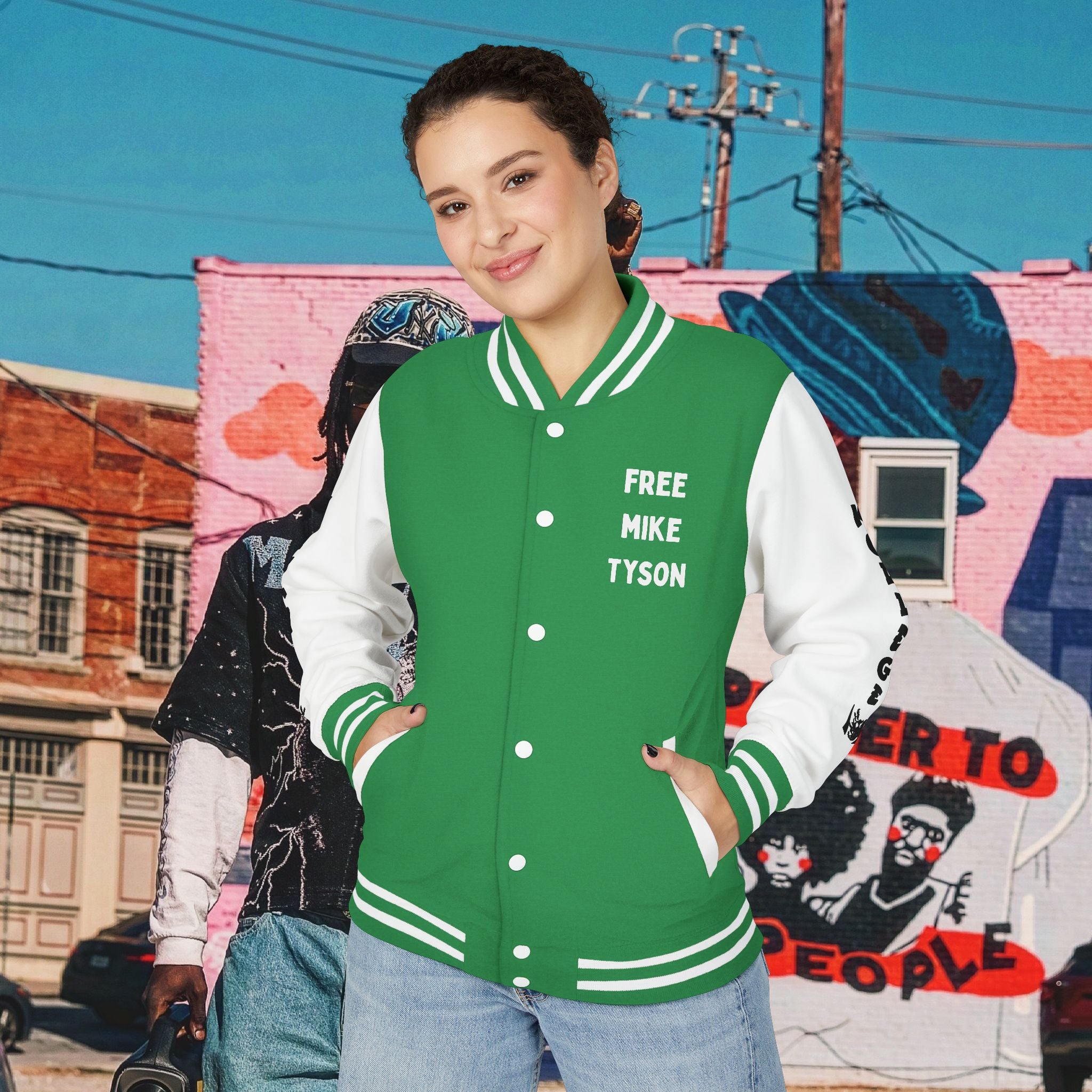 “FREE MIKE TYSON” Unisex Heavyweight Letterman Jacket
