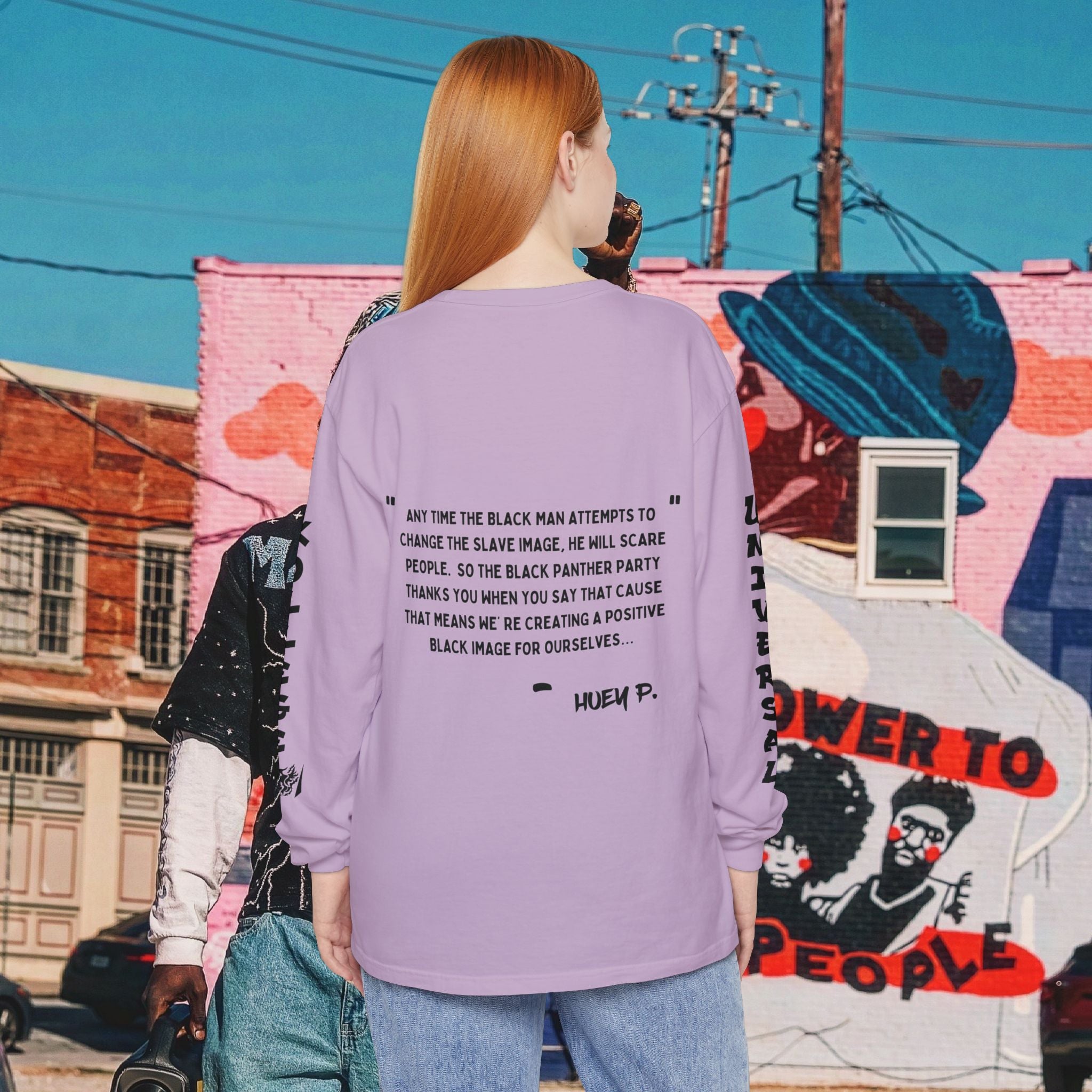 Huey P. Newton Universal Kollege Unisex Garment-dyed Long Sleeve T-Shirt