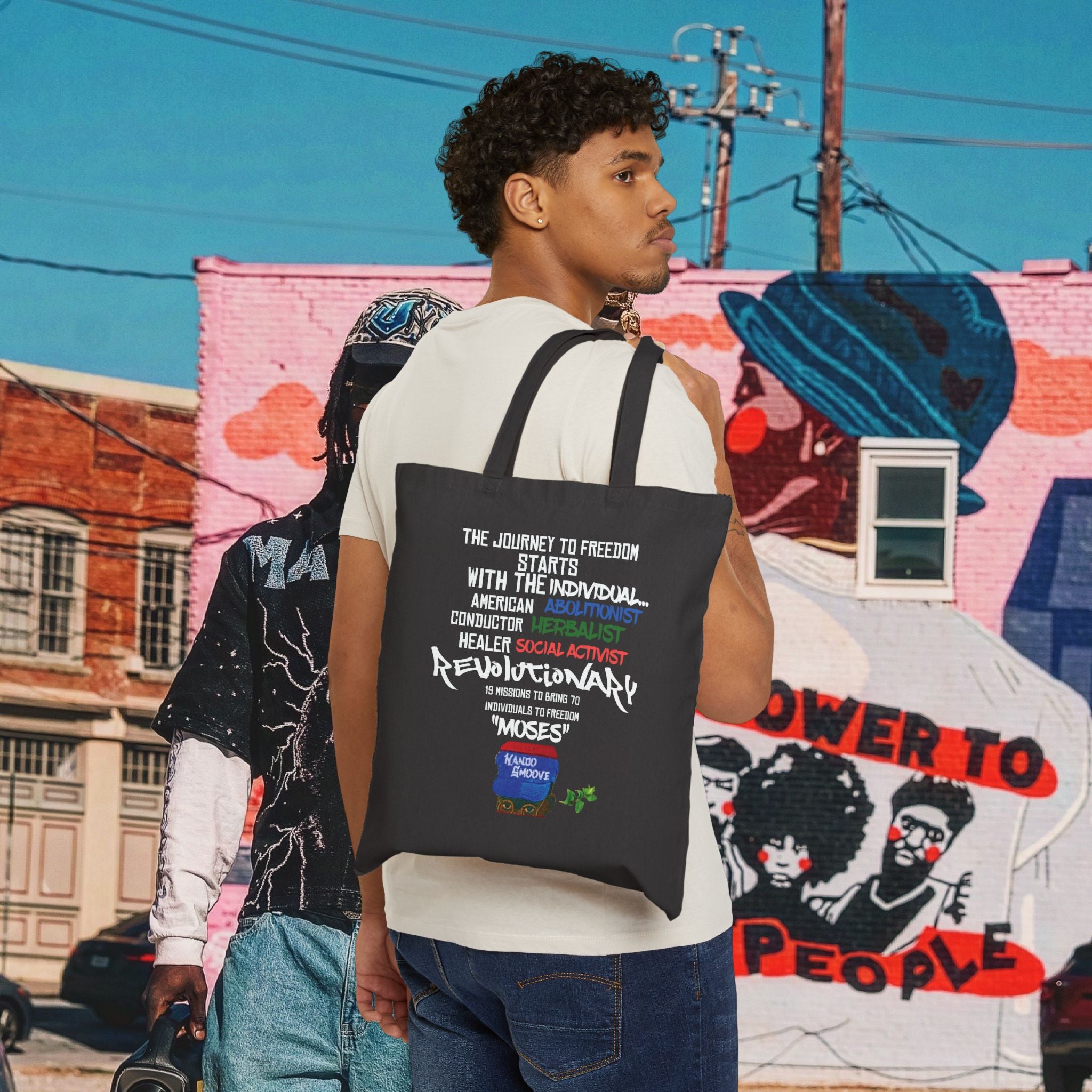 Harriet Tubman “MinTee” Cotton Canvas Tote Bag (Black)