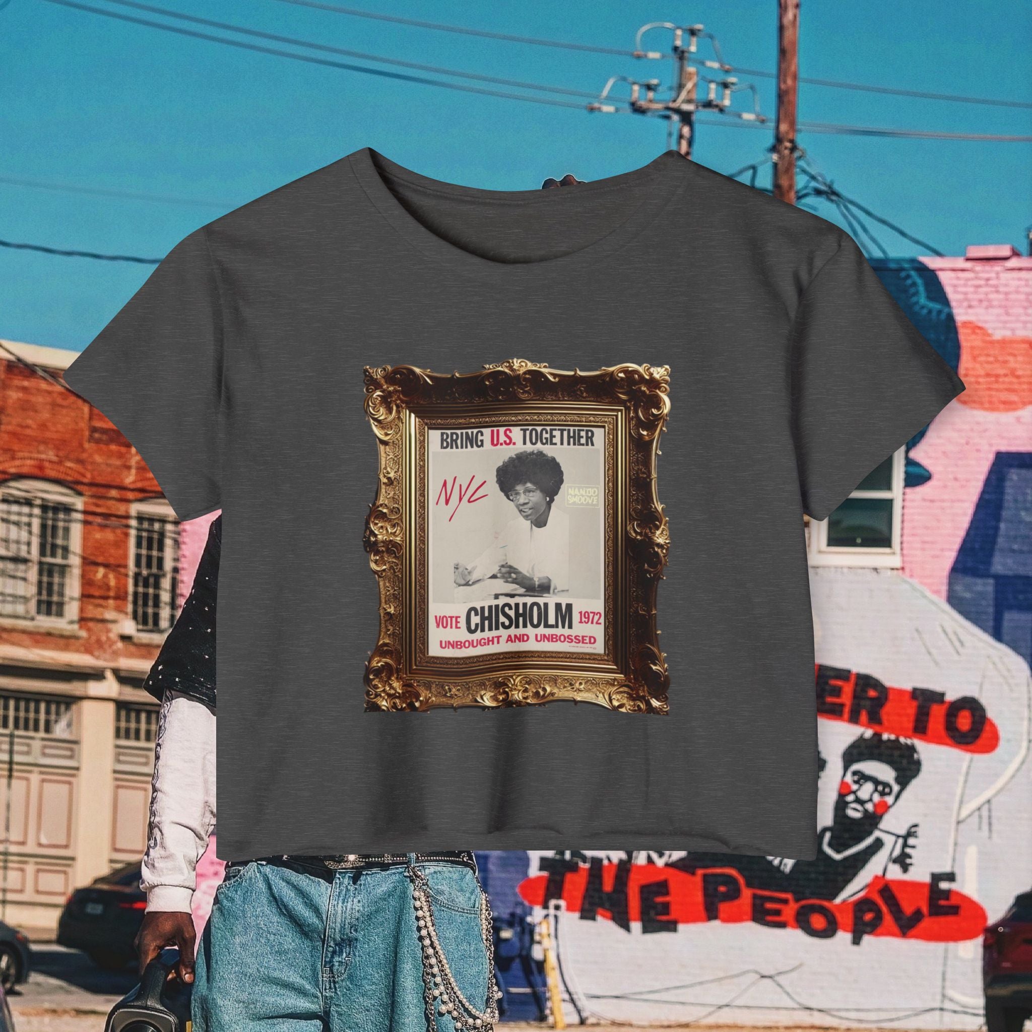 Shirley Chisholm Women's Festival Crop Top (Black Text)