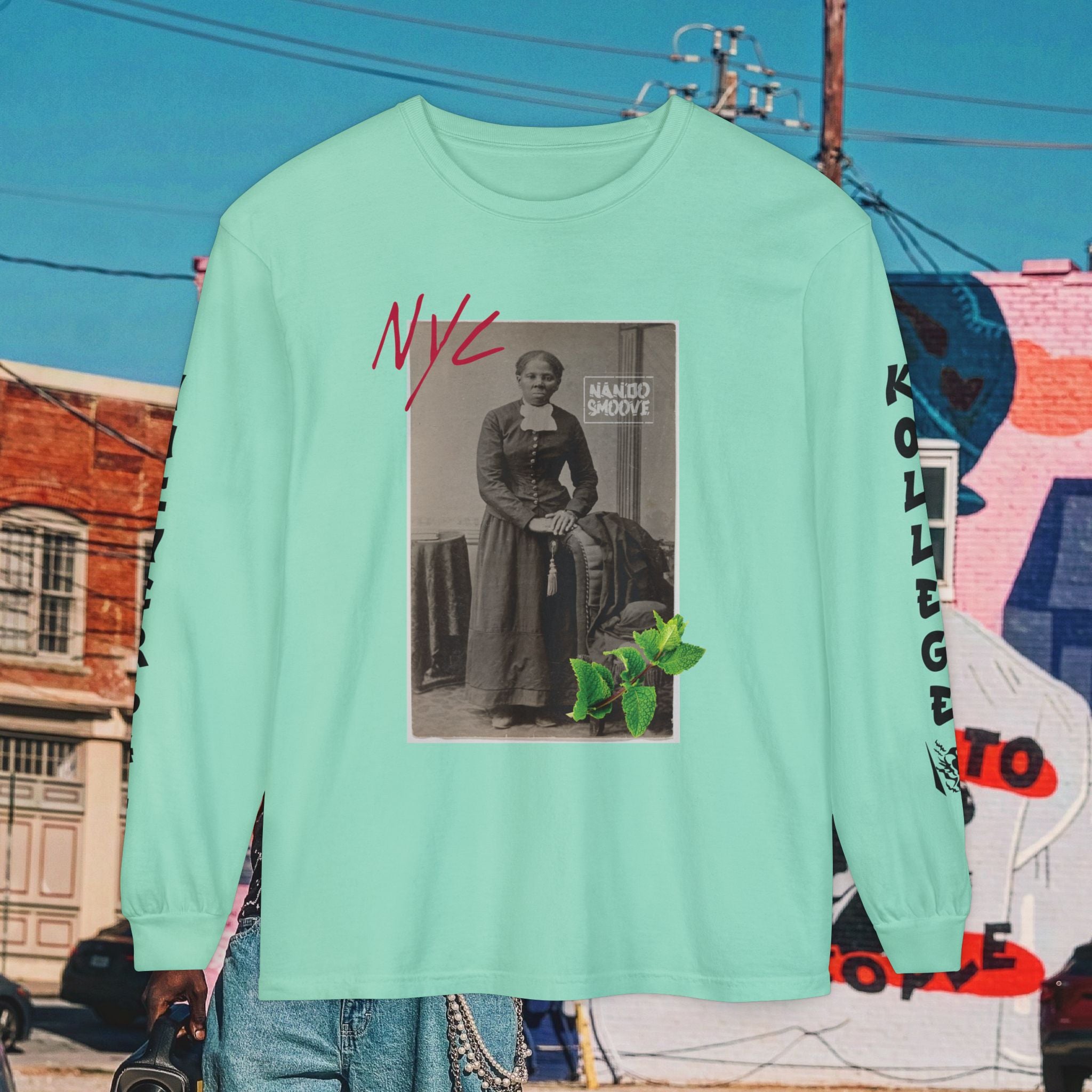 Harriet Tubman Unisex Garment-dyed Long Sleeve “MinTee” Shirt