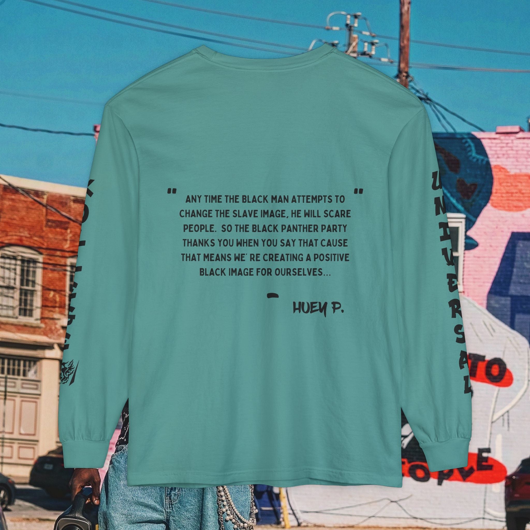 Huey P. Newton Universal Kollege Unisex Garment-dyed Long Sleeve T-Shirt