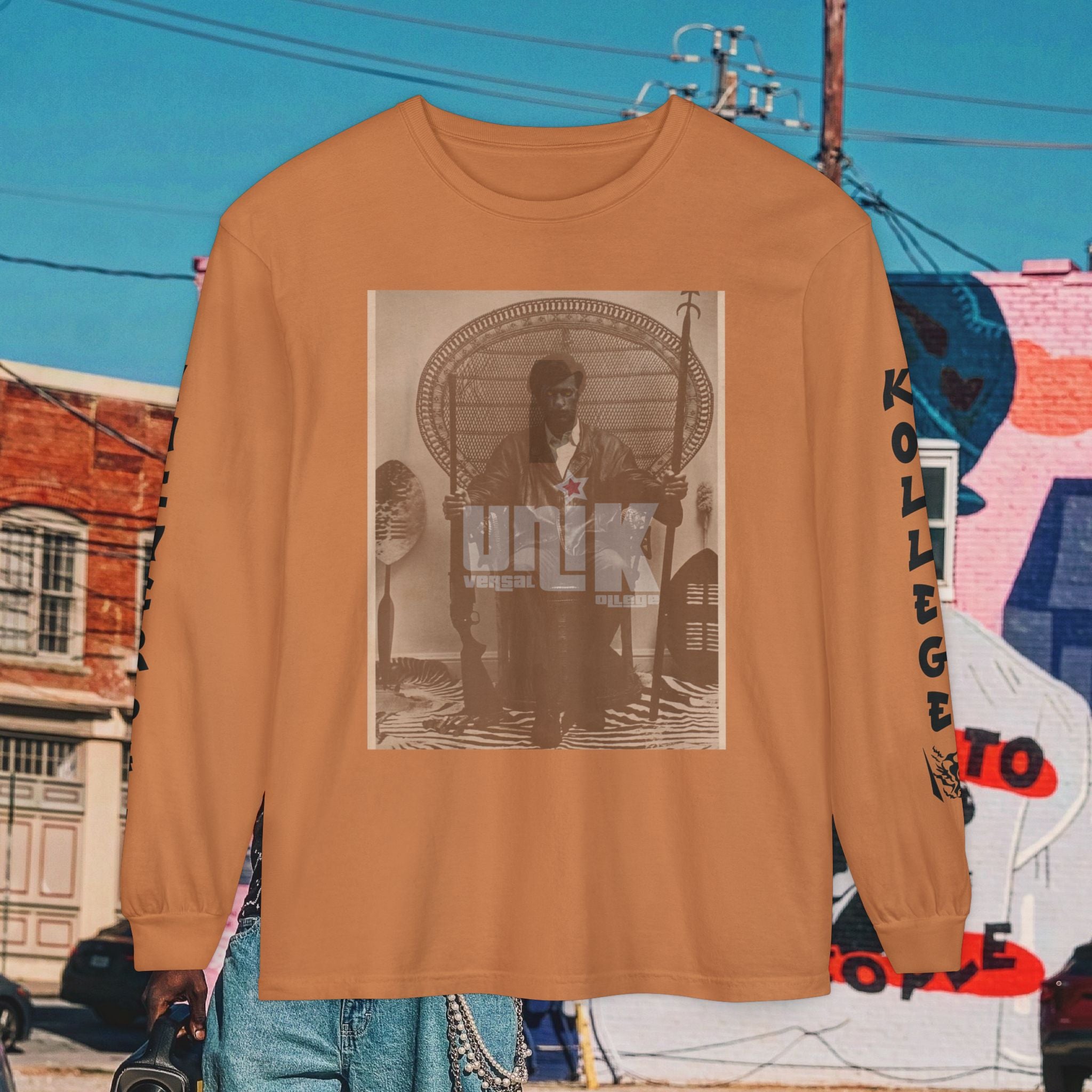 Huey P. Newton Universal Kollege Unisex Garment-dyed Long Sleeve T-Shirt