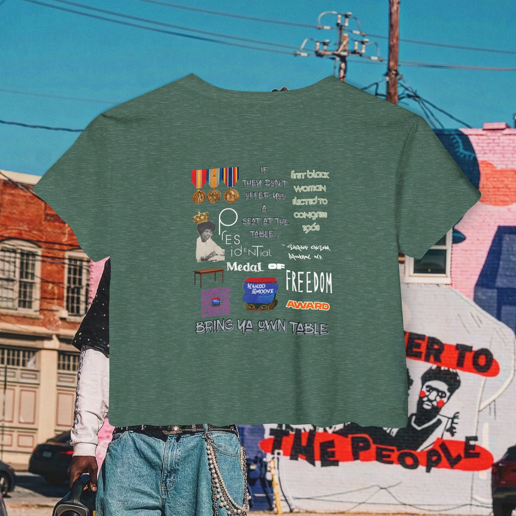 Shirley Chisholm Women's Festival Crop Top (White Text)