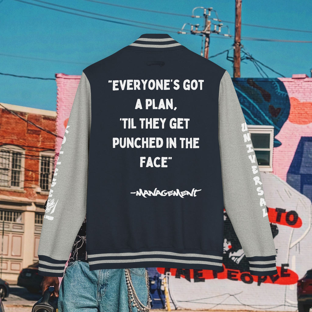 FREE MIKE TYSON” Unisex Heavyweight Letterman Jacket (white Universal Kollege font)