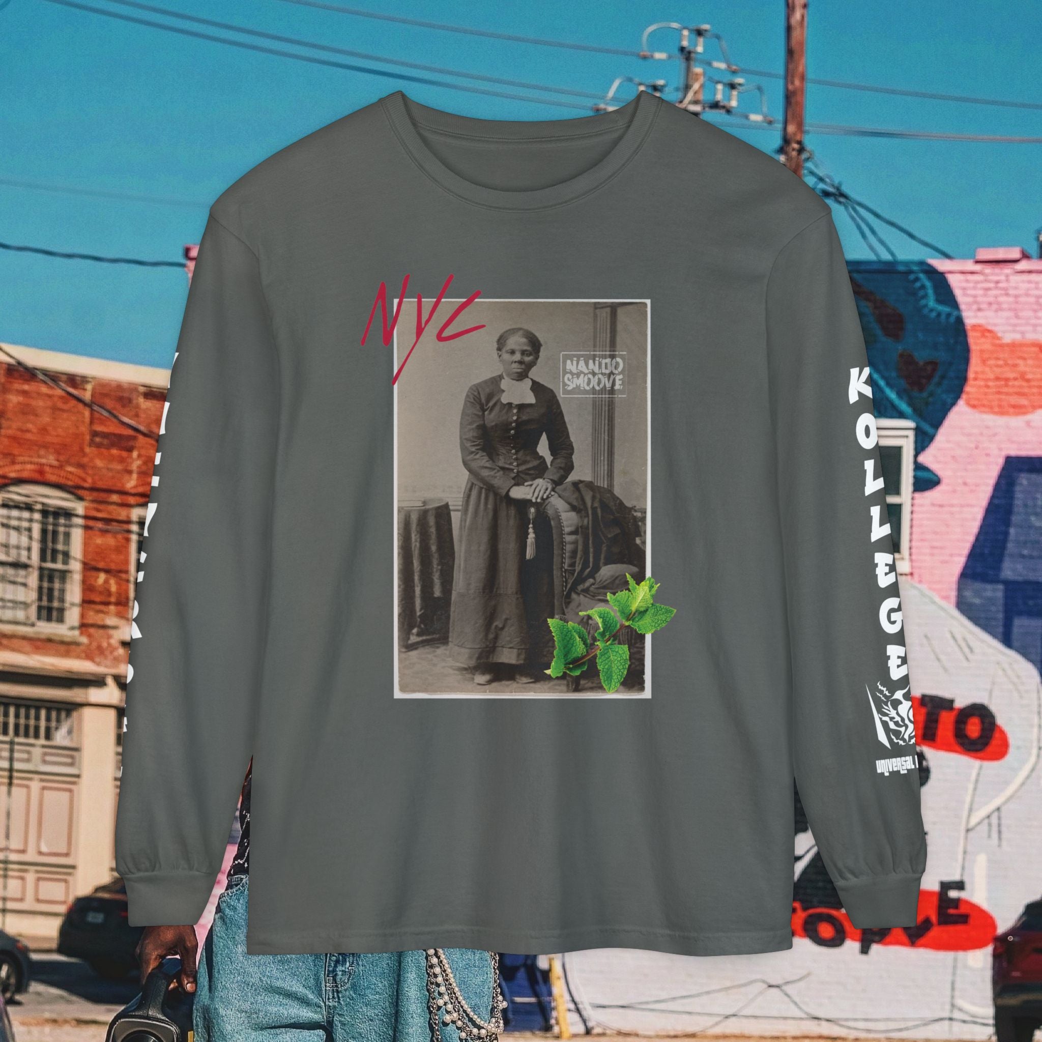 Harriet Tubman Unisex Garment-dyed Long Sleeve “MinTee” Shirt