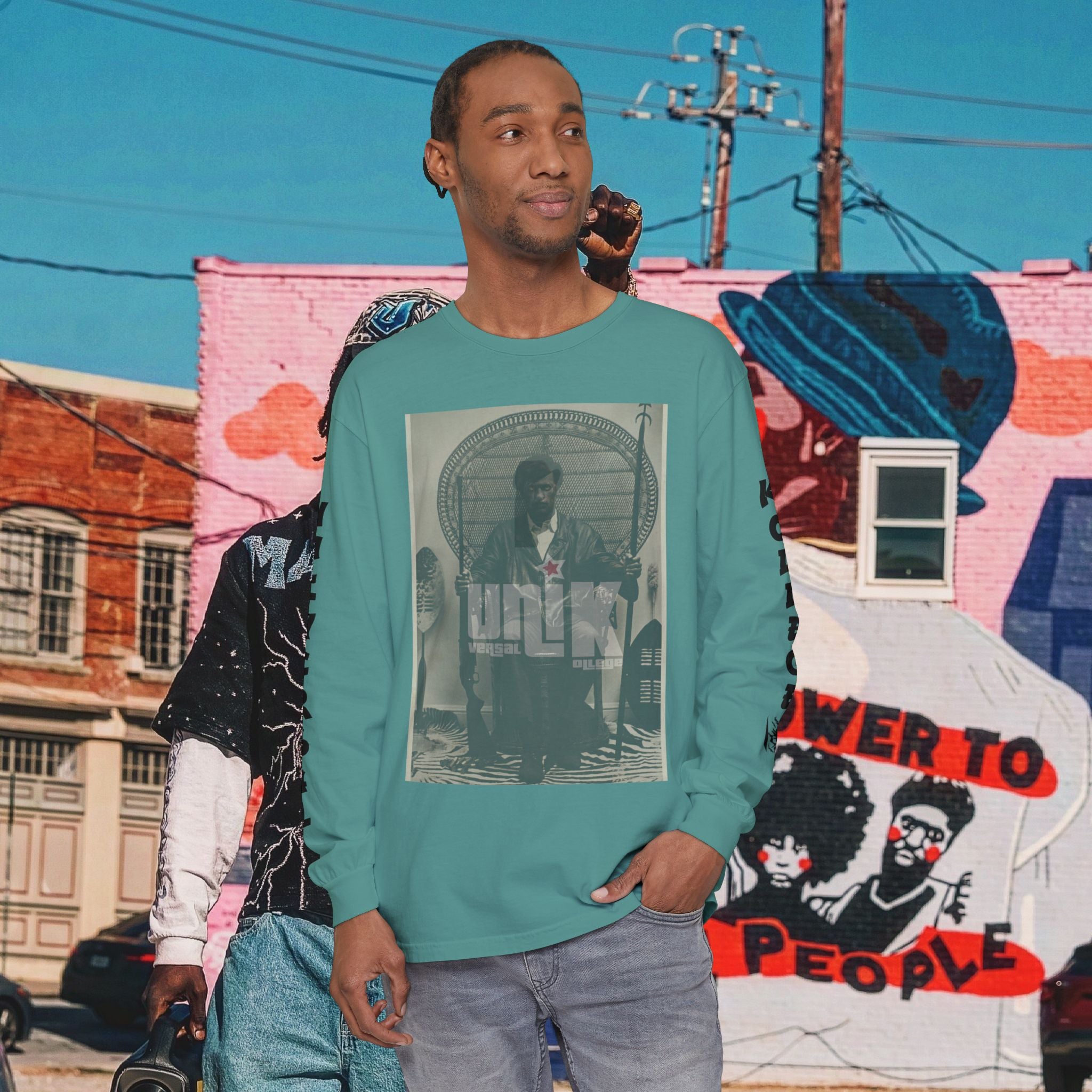 Huey P. Newton Universal Kollege Unisex Garment-dyed Long Sleeve T-Shirt