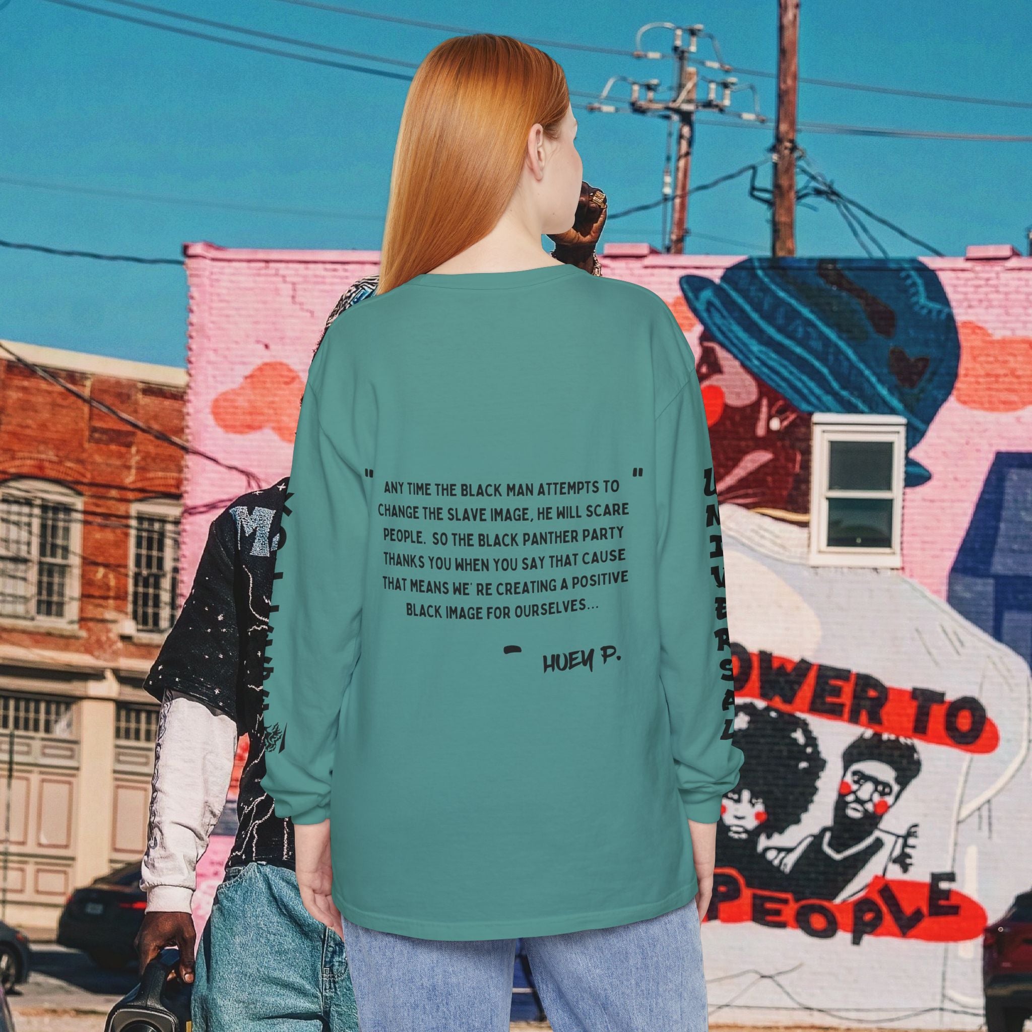 Huey P. Newton Universal Kollege Unisex Garment-dyed Long Sleeve T-Shirt