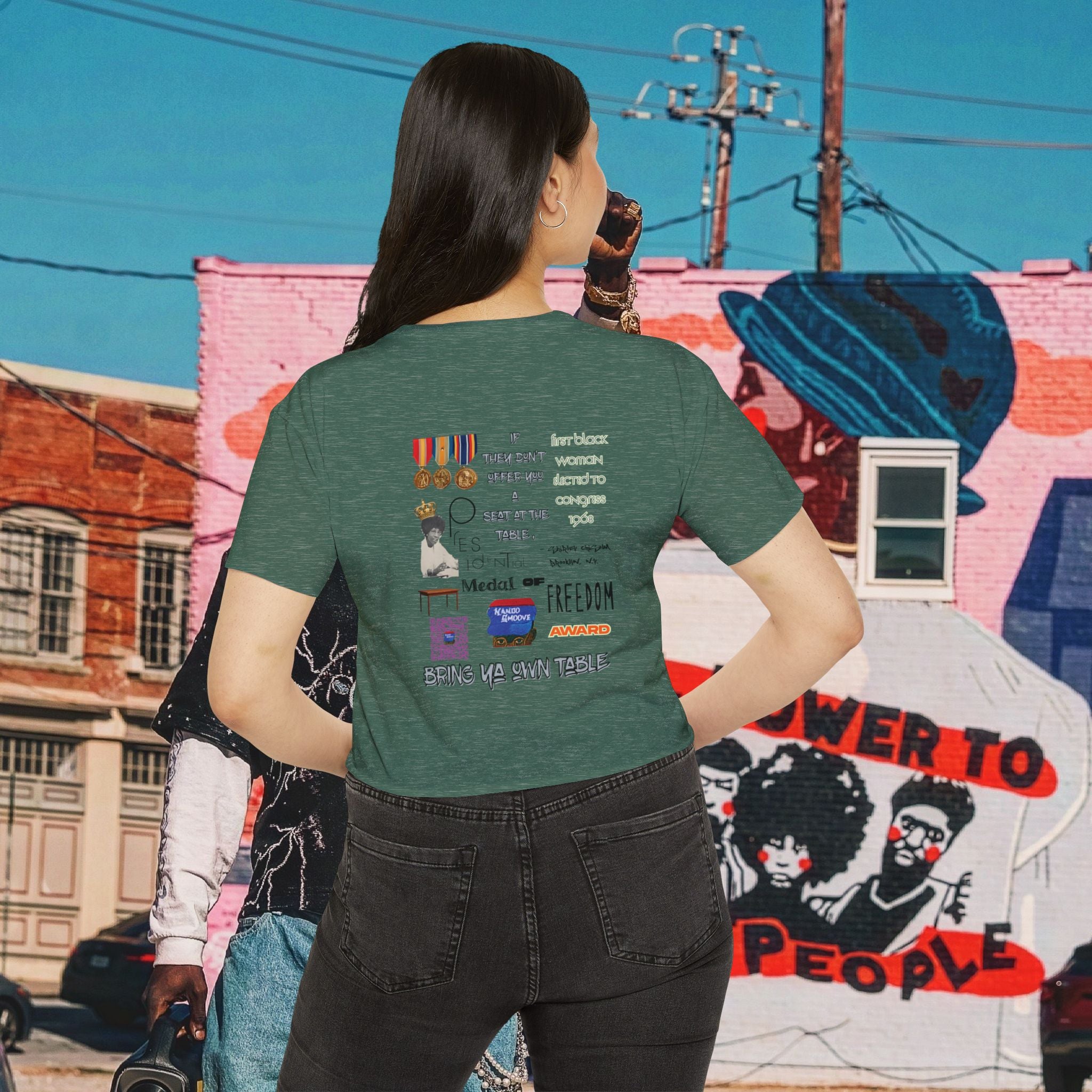 Shirley Chisholm Women's Festival Crop Top (Black Text)