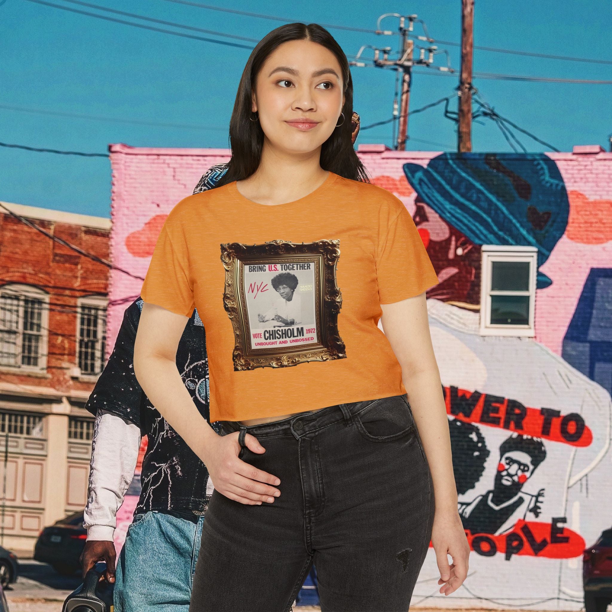 Shirley Chisholm Women's Festival Crop Top (Black Text)