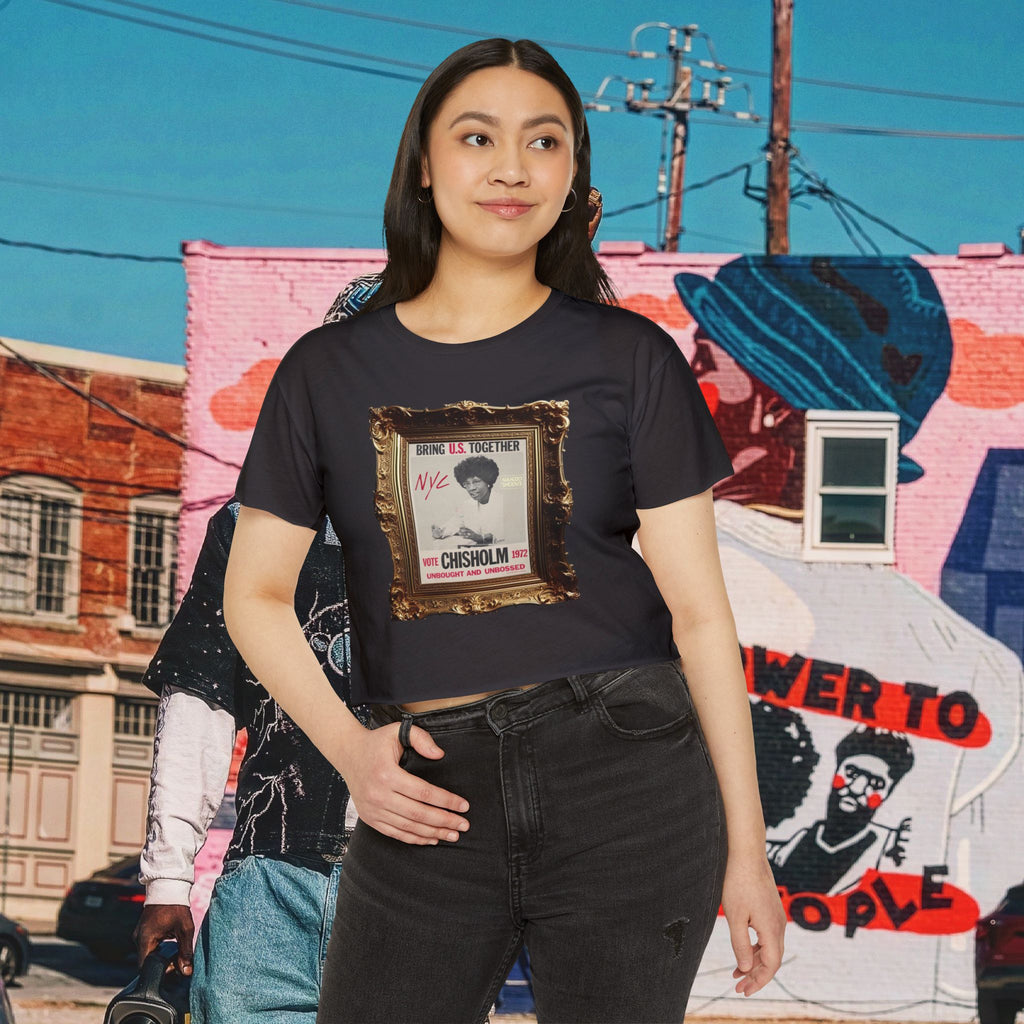 Shirley Chisholm Women's Festival Crop Top (White Text)