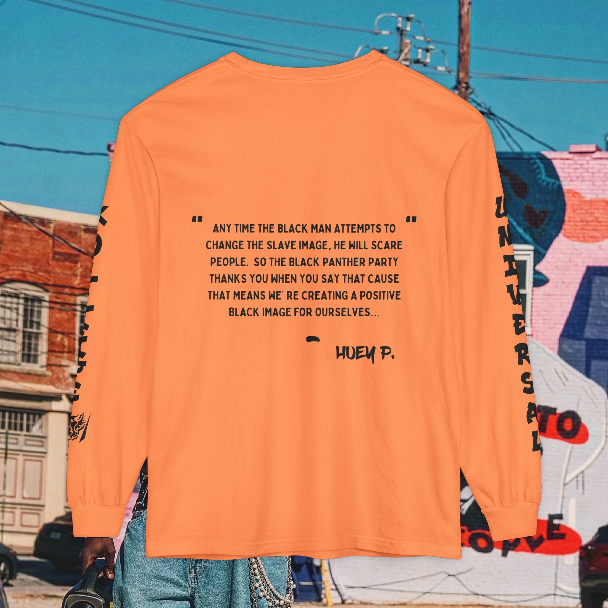 Huey P. Newton Universal Kollege Unisex Garment-dyed Long Sleeve T-Shirt