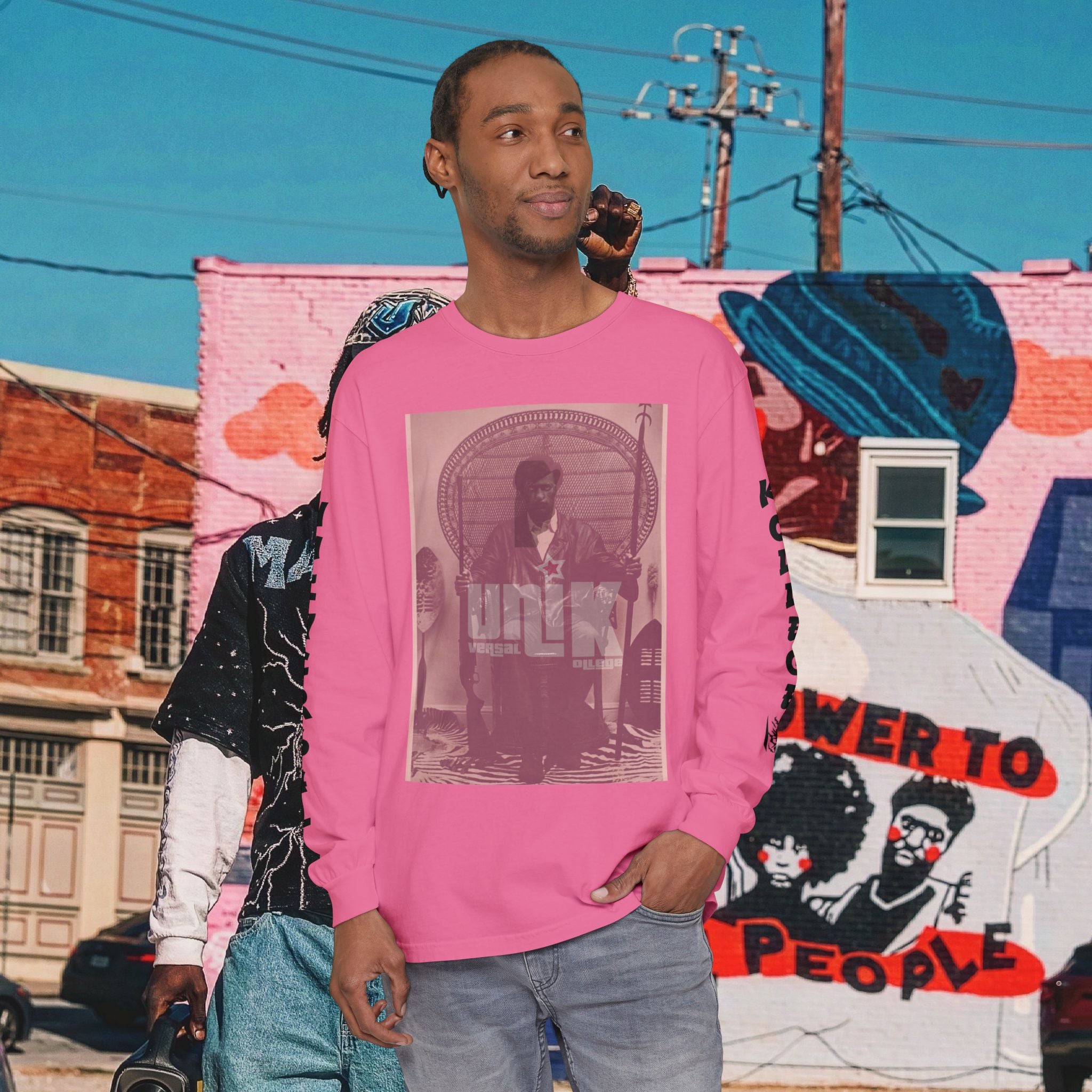 Huey P. Newton Universal Kollege Unisex Garment-dyed Long Sleeve T-Shirt