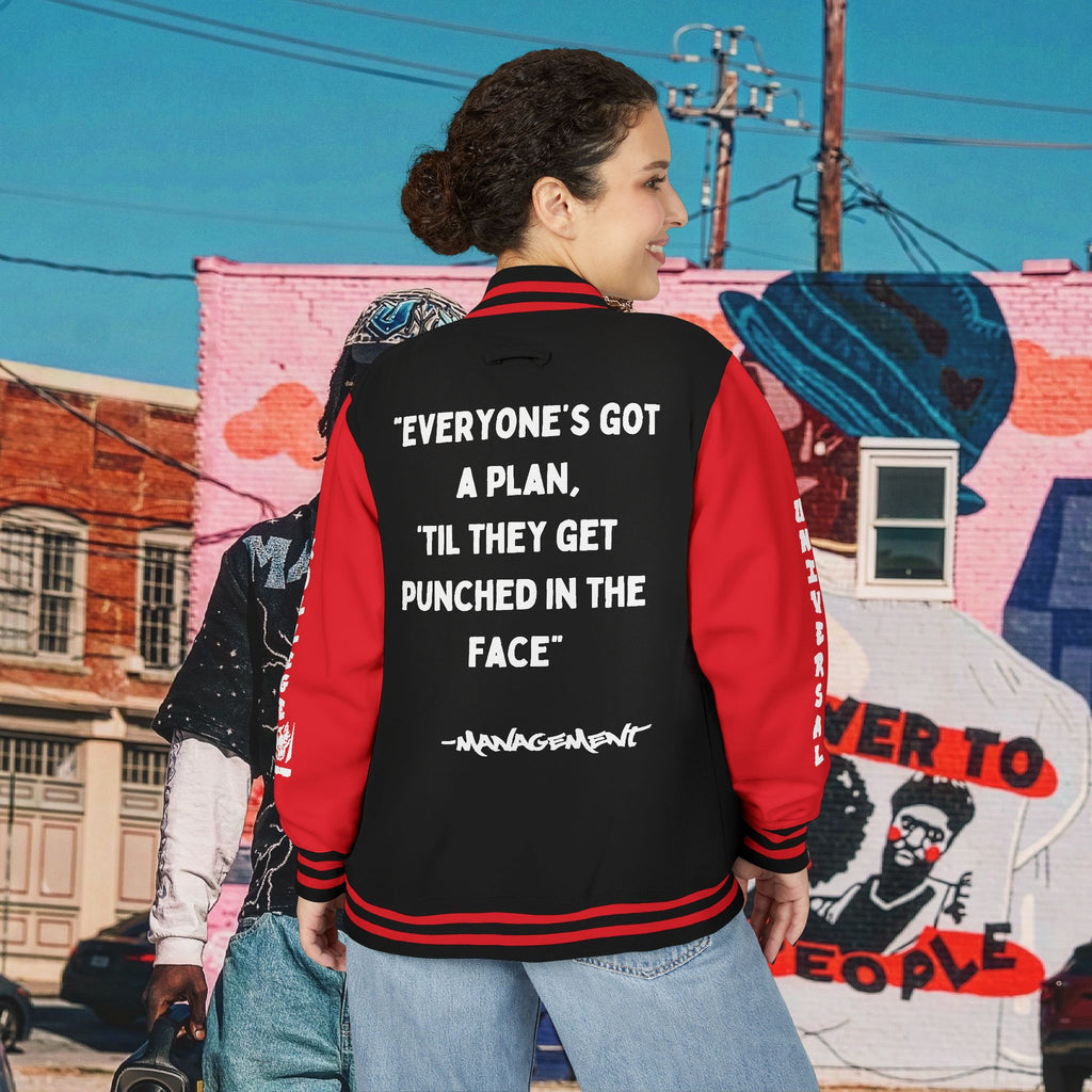 FREE MIKE TYSON” Unisex Heavyweight Letterman Jacket (white Universal Kollege font)