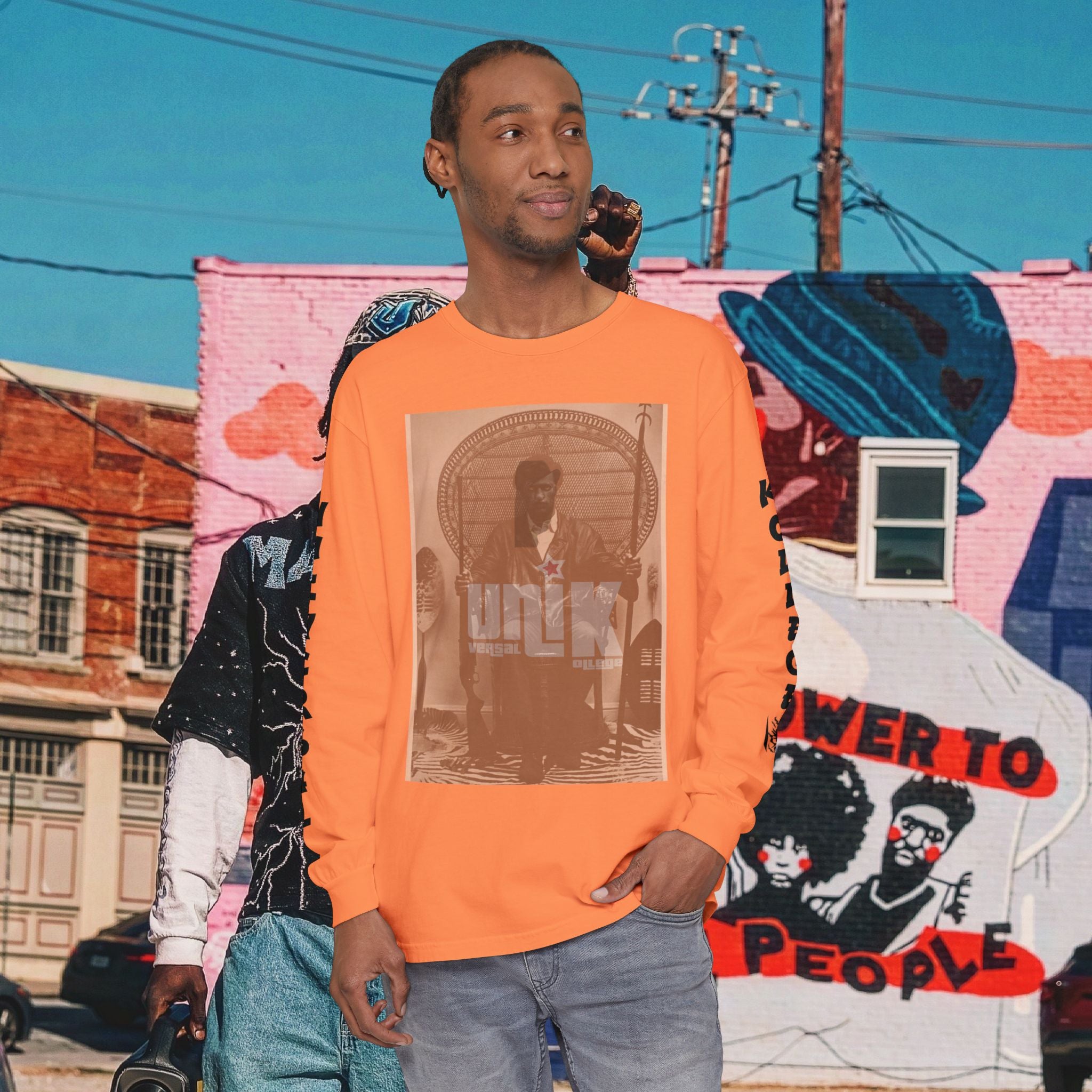 Huey P. Newton Universal Kollege Unisex Garment-dyed Long Sleeve T-Shirt