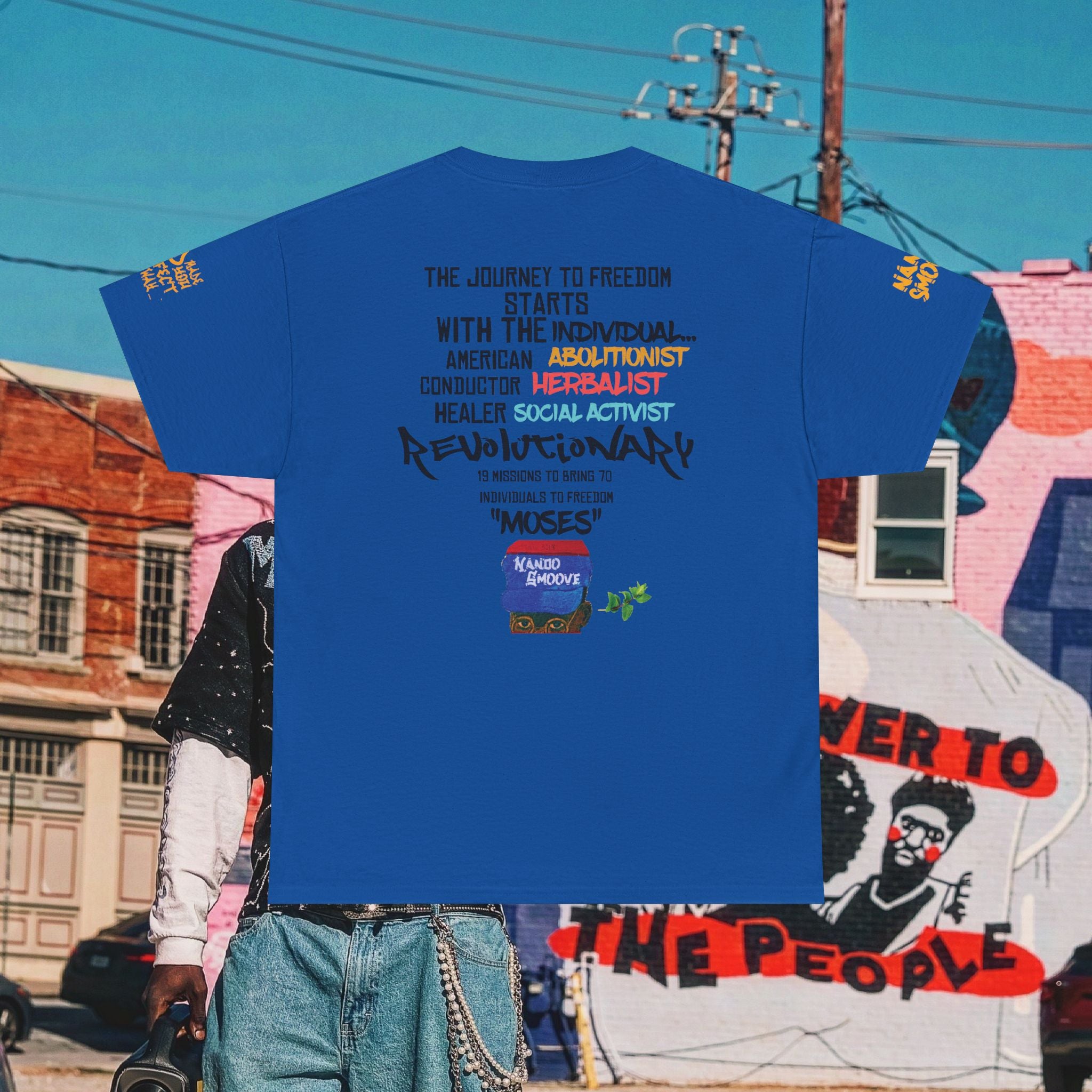 Harriet Tubman Heavy Cotton “MinTee Shirts” Bright Colors Black/Gold Text