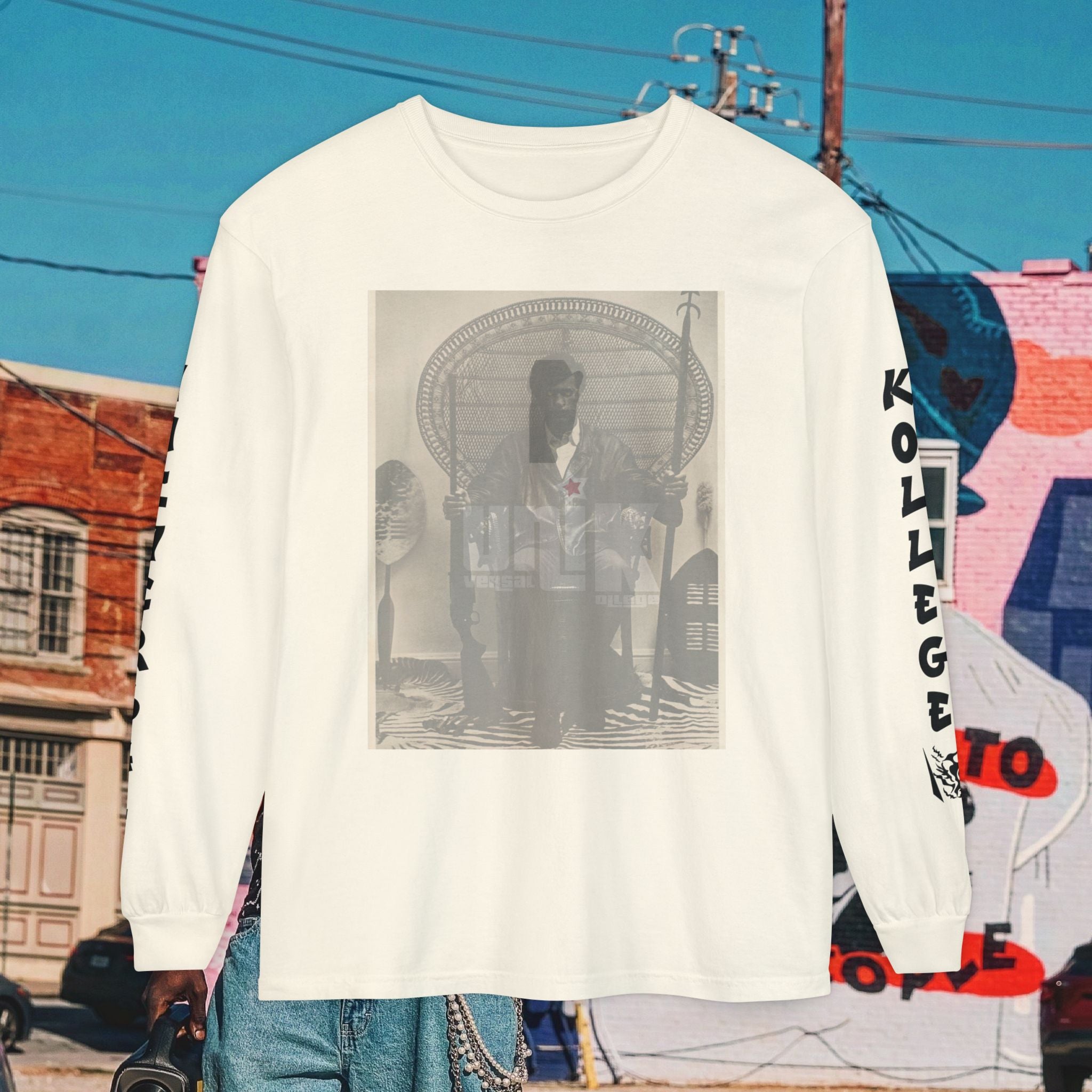 Huey P. Newton Universal Kollege Unisex Garment-dyed Long Sleeve T-Shirt