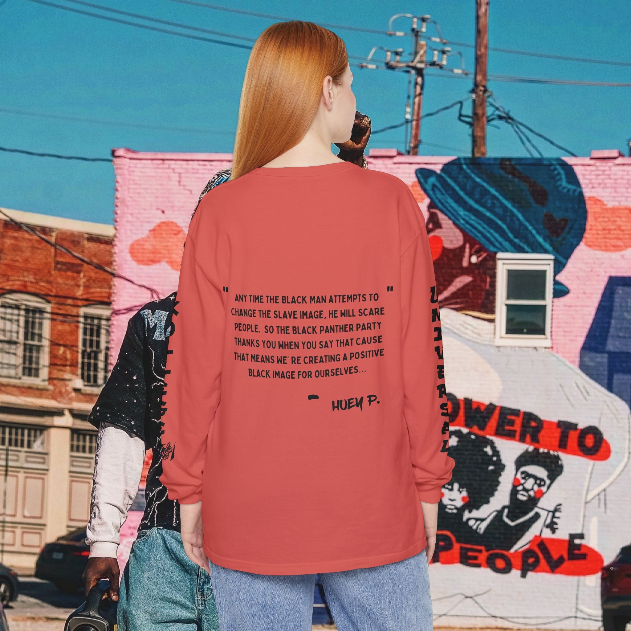 Huey P. Newton Universal Kollege Unisex Garment-dyed Long Sleeve T-Shirt