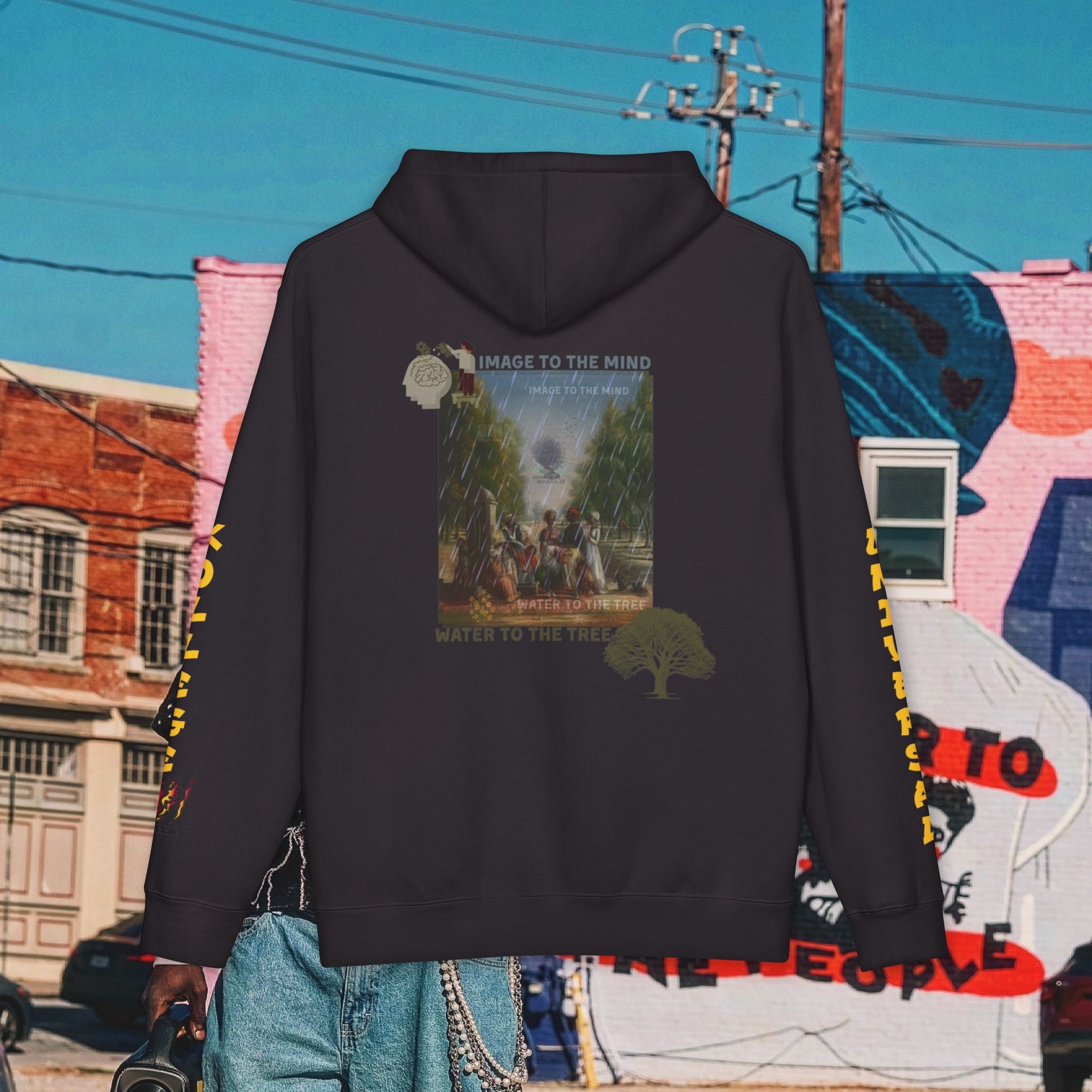 “Image To The Mind, Water To The Tree” Unisex Heavyweight Hooded Sweatshirt