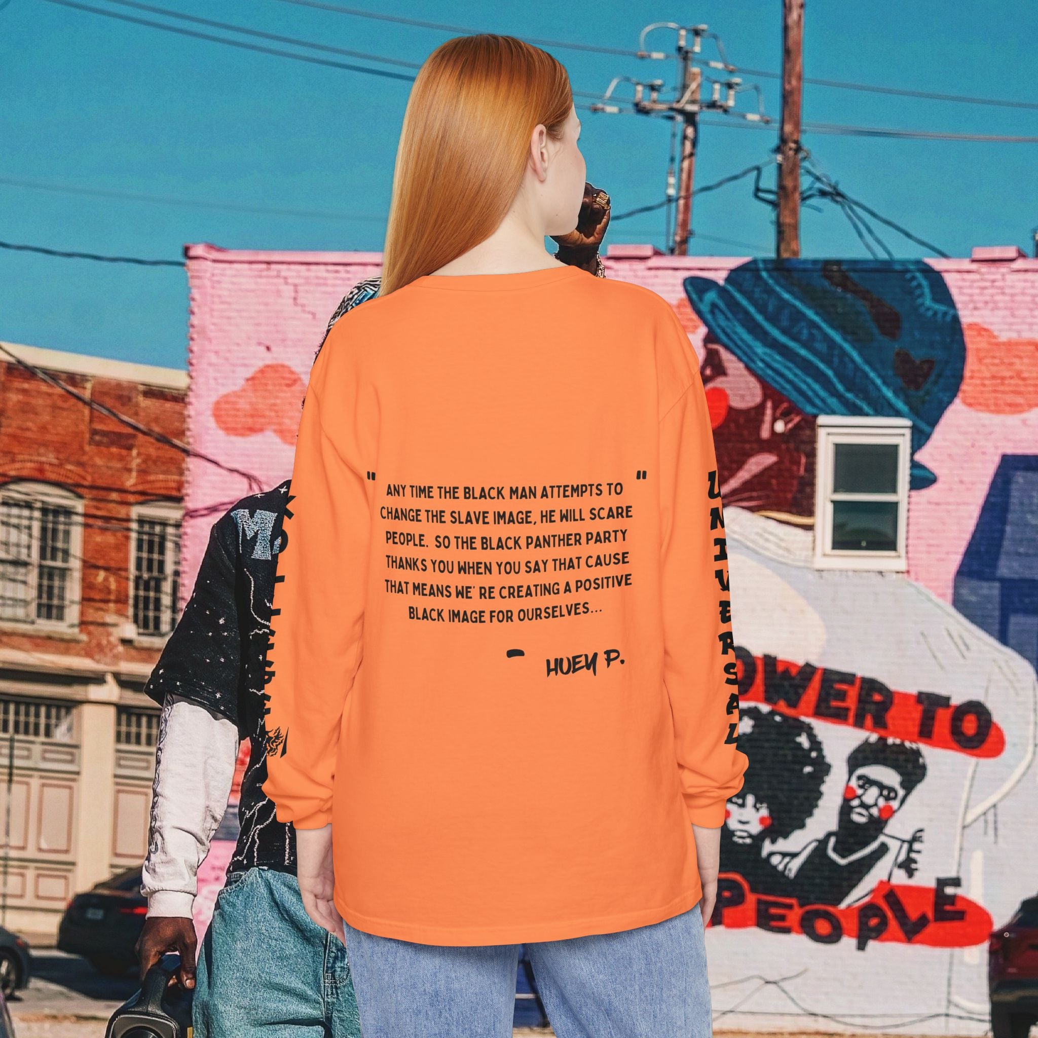 Huey P. Newton Universal Kollege Unisex Garment-dyed Long Sleeve T-Shirt
